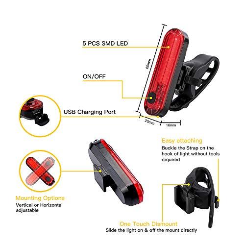 Wastou Wastou Bike Lights, Super Bright Bike Front Light 1200 Lumen, IPX6 Waterproof 6 Modes Cycling Light Flashlight Torch with USB Rechargeable Tail Light(USB Cable Included)