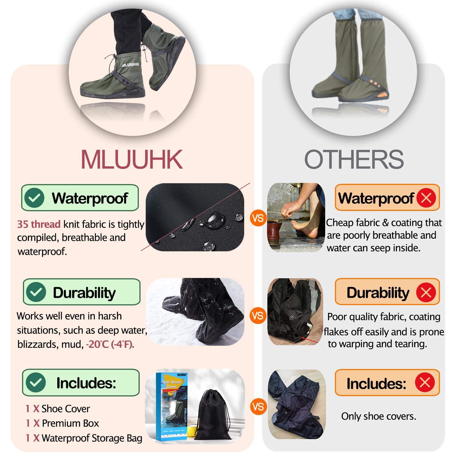 MLUUHK MLUUHK Waterproof Boot Covers, Reusable Rain Shoe Covers Non-Slip Waterproof Shoes Boots for Outdoor Cycling Camping Fishing Travel (Green, M)