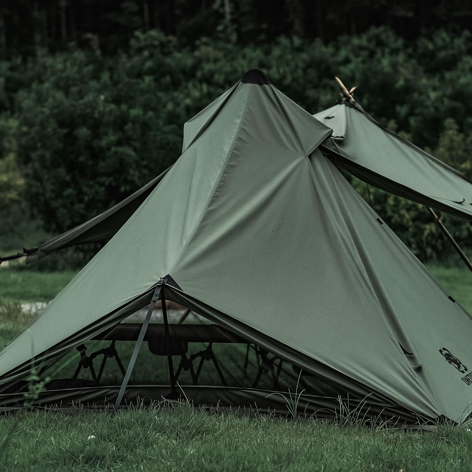 ONETIGRIS OneTigris Conifer Canvas Hot Tent with Stove Jack, Fire Retardant Teepee for Adults, Snow Skirt for Winter Camping, Travel, Bushcraft