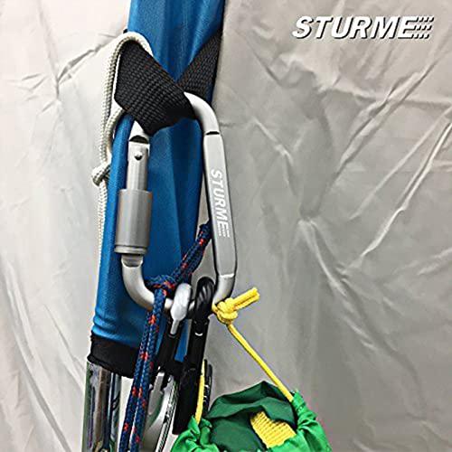 STURME STURME Carabiner Clip Aluminum D-Ring Locking Durable Strong and Light Large Carabiners Clip Set for Outdoor Camping Screw Gate Lock Hooks Spring Link Improved Design Pack (9 Pack)