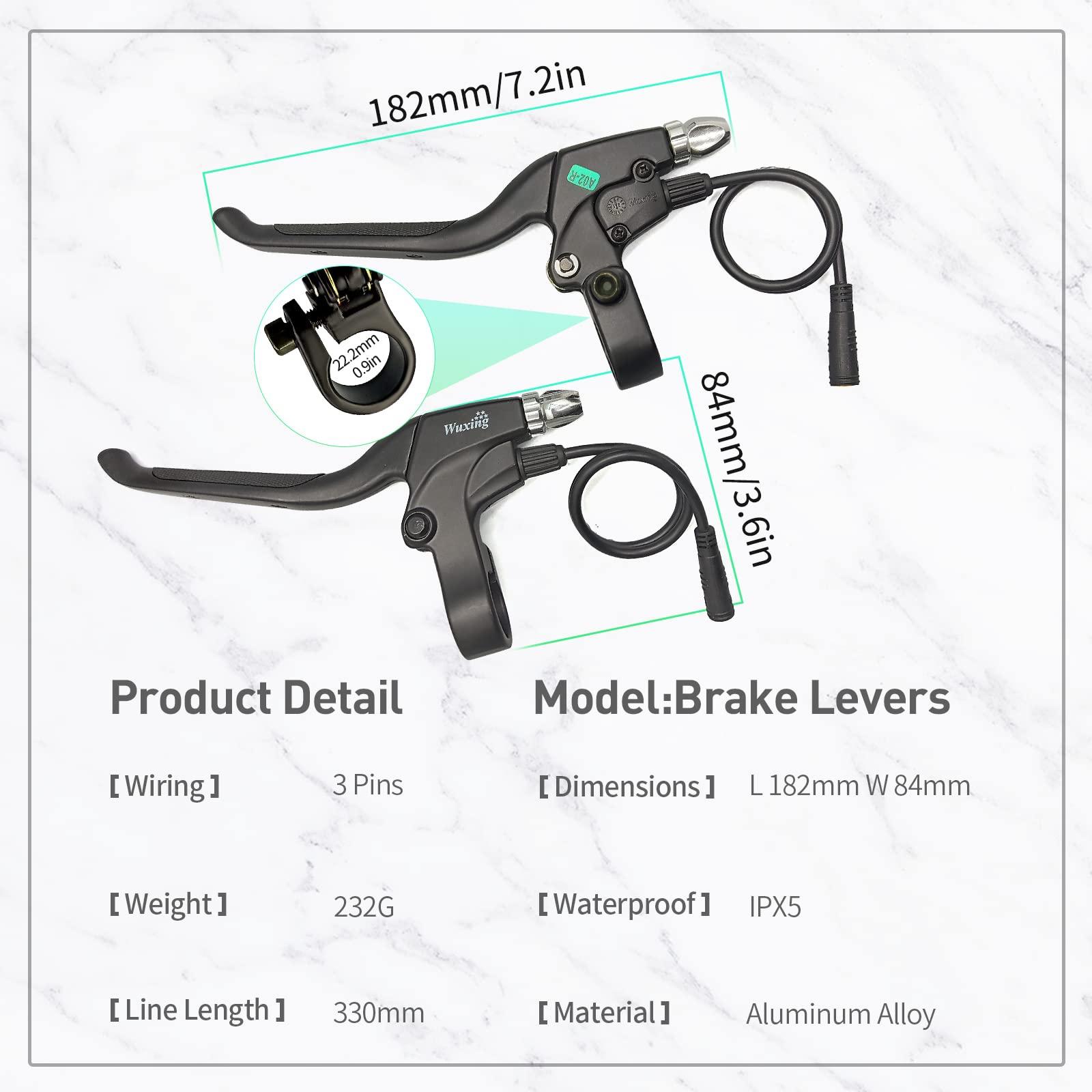 MUSELK MUSELK Electric Bicycle Brake Lever With 2-Pin Male Connector, Cut Off Power When Braking, for E-Bike or Scooter Accessories (115PDD-3PIN-WP)