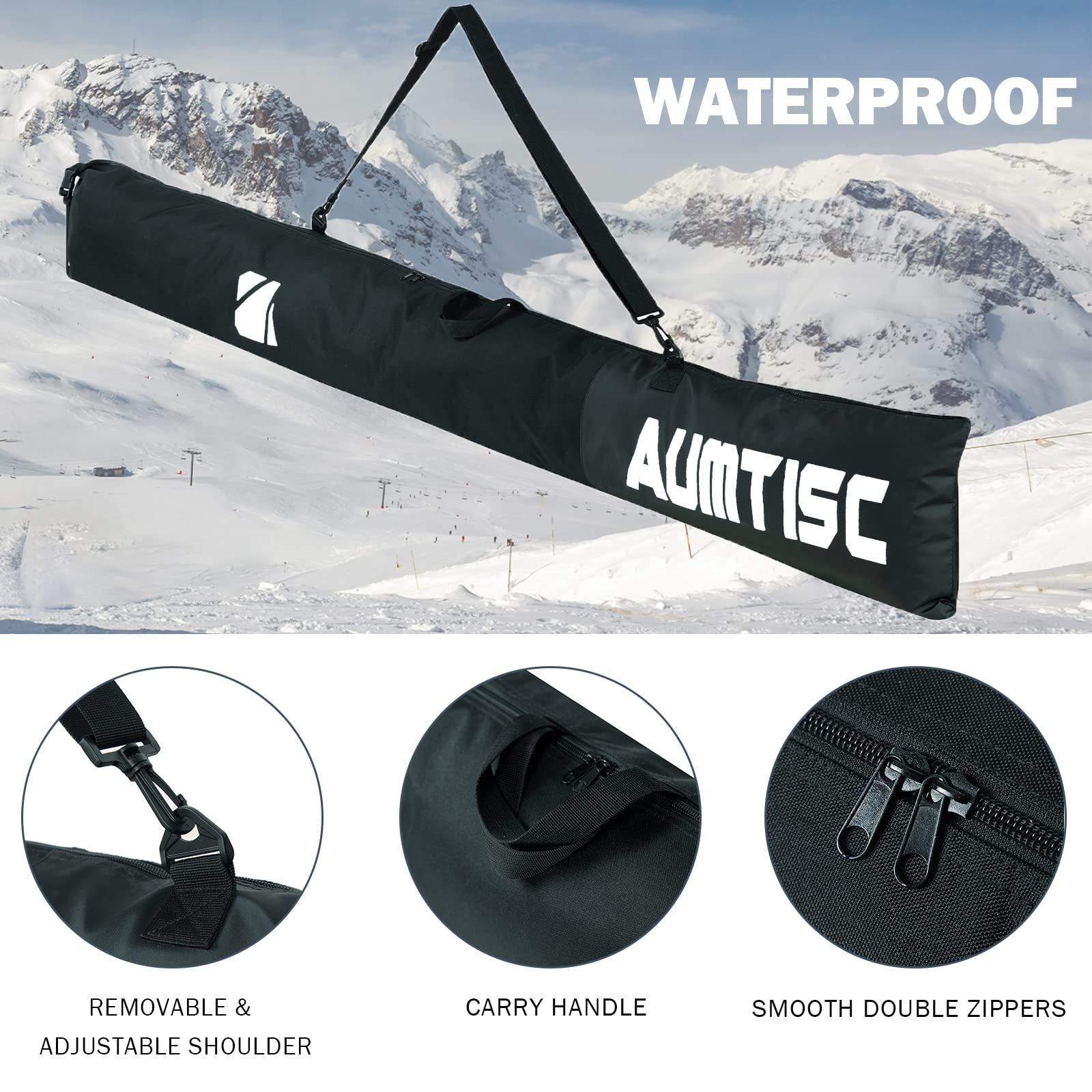 AUMTISC AUMTISC Ski Bags Padded 2 Piece Ski and Boot Bag Combo for Air Travel Flying Ski Boots Size 13 Adjustable Length Skis Bag Up to 200cm (White)