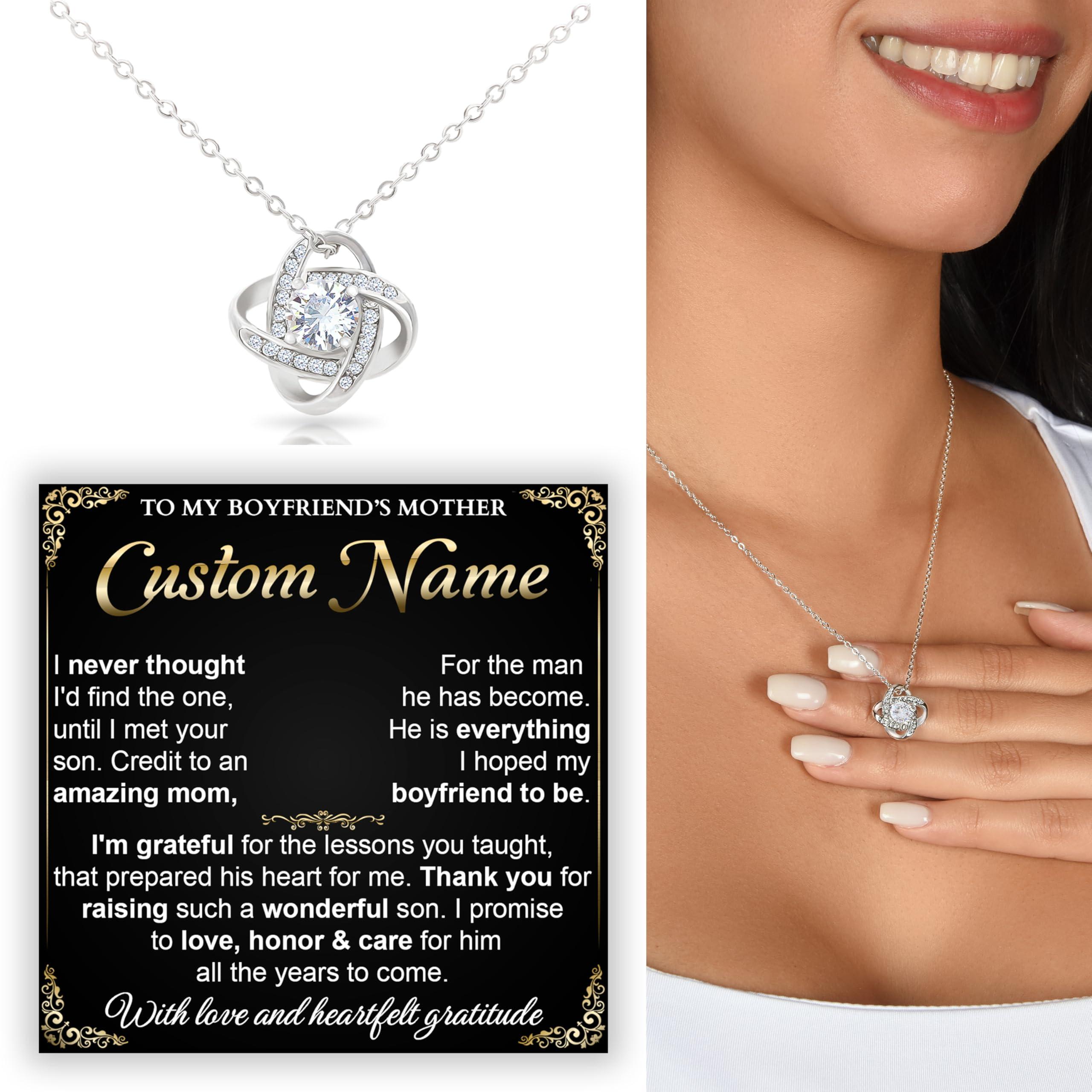 Chiside Custom To My Boyfriends Mom Necklace, Boyfriend Mom Necklace From Girlfriend, Christmas Gifts For Boyfriends Mom, Mothers Day Gifts For Your Boyfriends Mom, Birthday Necklace Gifts For Boyfriends Mom