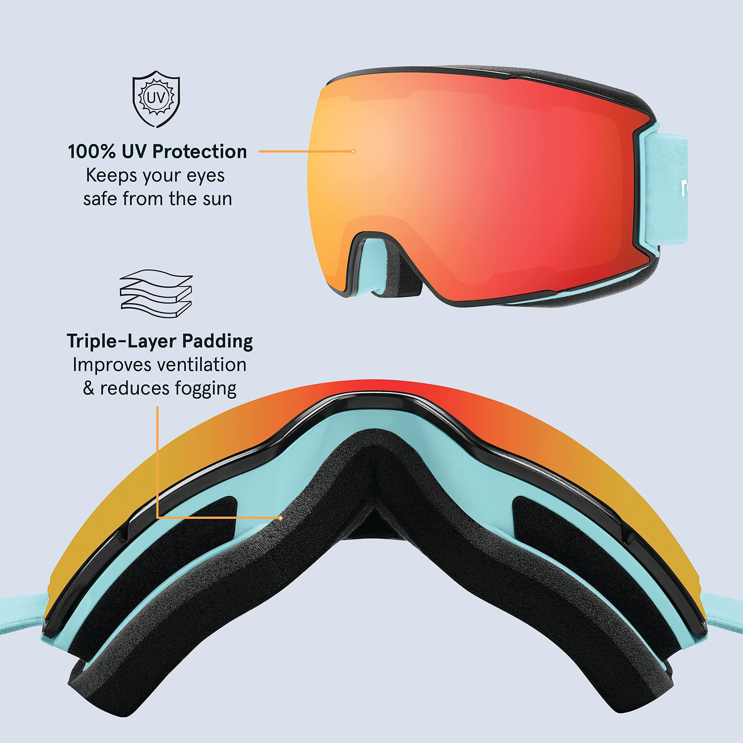 Retrospec Retrospec Zenith Ski Goggles for Men and Women Over Glasses, UV Protection, Anti-Fog, Scratch Resistant Snow Goggles for Skiing and Snowboarding