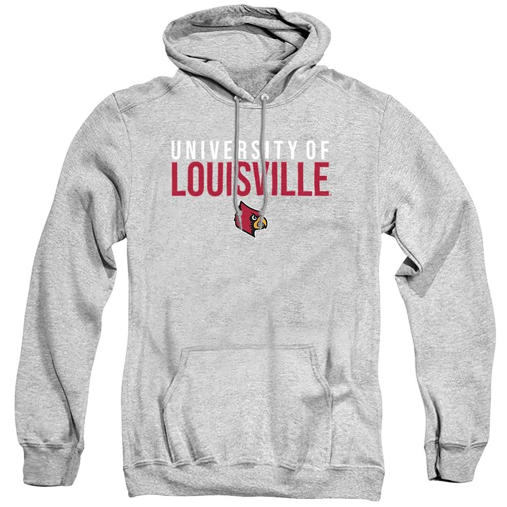 University of Louisville University of Louisville Official Stacked Unisex Adult Pull-Over Hoodie,Athletic Heather, Small