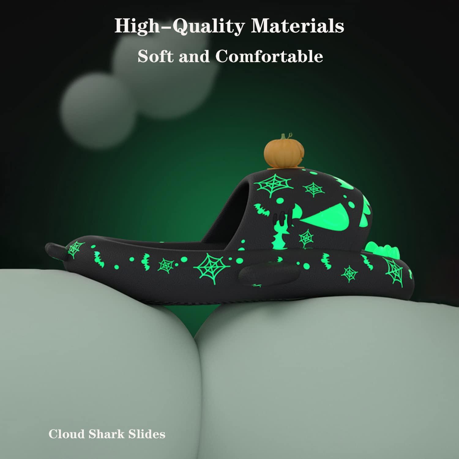 Jfxgjuv Jfxgjuv Halloween Luminous Shark Slippers Cloud Shark Slides Angler Fish Slides Glow in The Dark Christmas Shark Slides Halloween and Christmas Shoes for Women Men (Hat A,12-13 Women/10-11 Men)