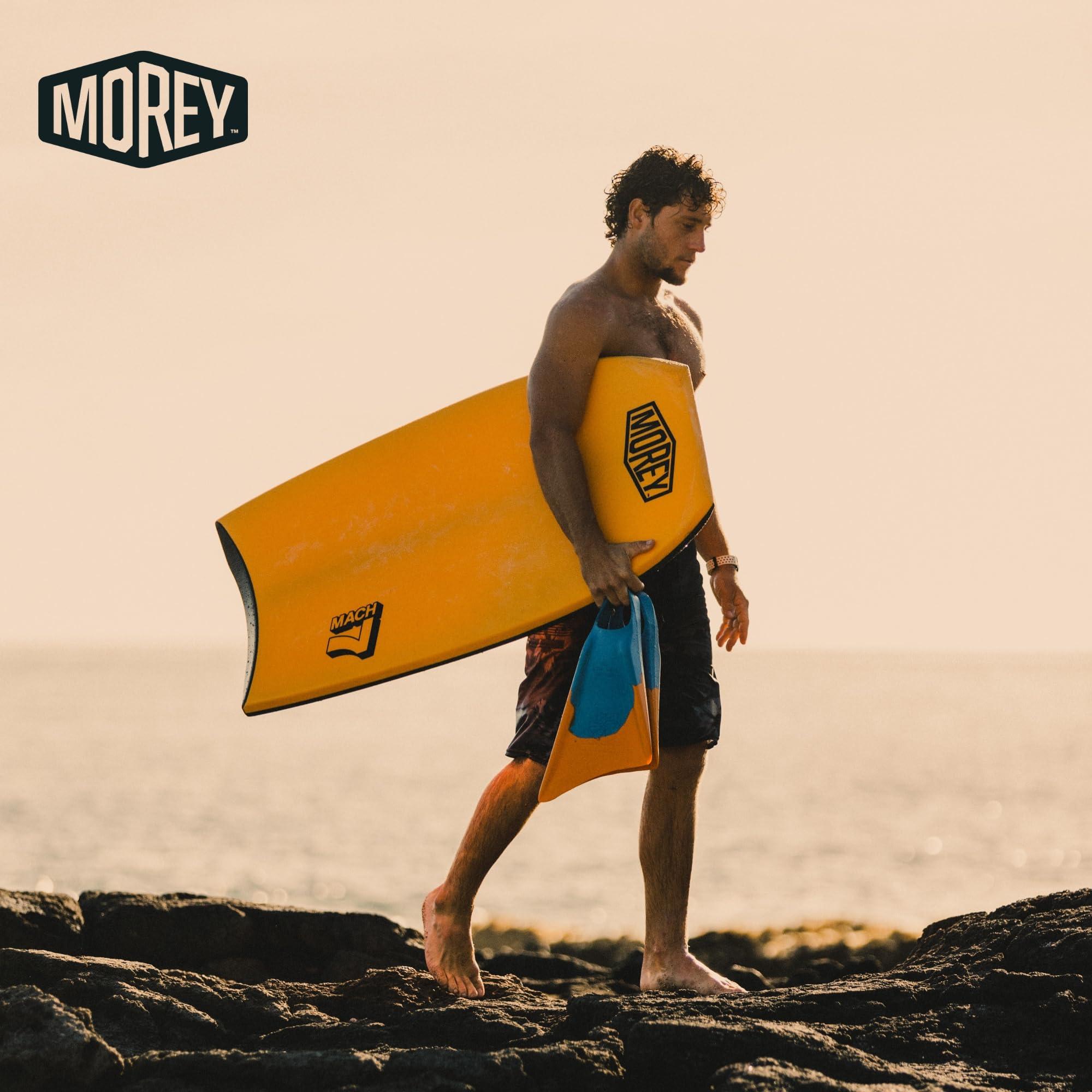 Morey Morey Mach 7 Bodyboard - PE Core, TC8 Deck, HDPE Slick, Single Power Rod Stringer, Crescent Tail, with Channels for Bodyboarding Surfing Waves Ocean Summer Fun Beach (42")