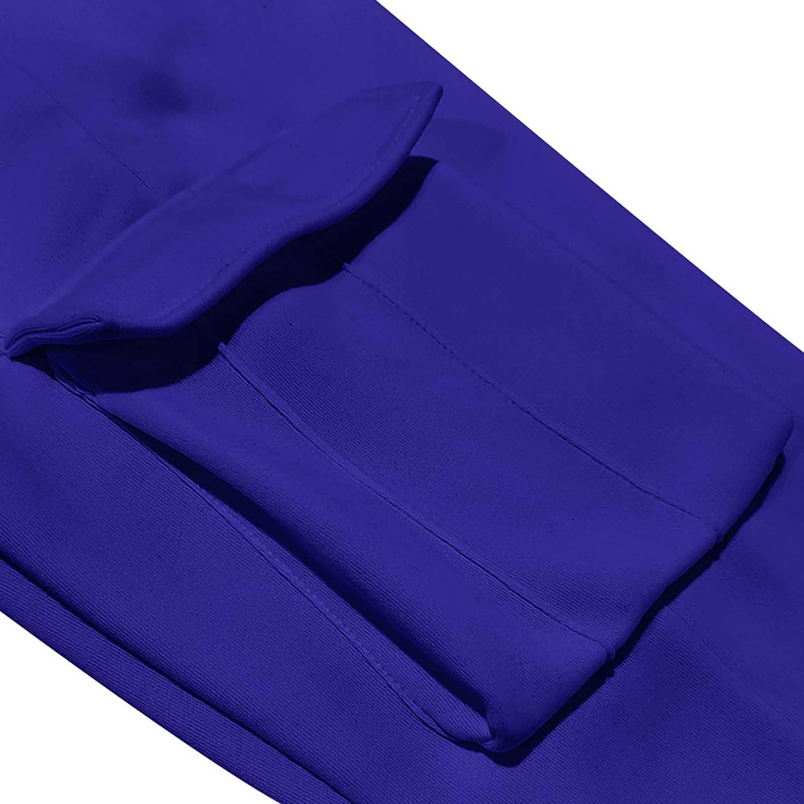 NineFit Basics Royal Blue Sweatpants Open Bottom Sweatpants for Men Winter Warm Fleece Lined Cargo Pants Relaxed Fit Tapered Work Pants with Pockets Heavyweight Sweatpants Thermal Hiking Pants Wide Leg Sweatpants