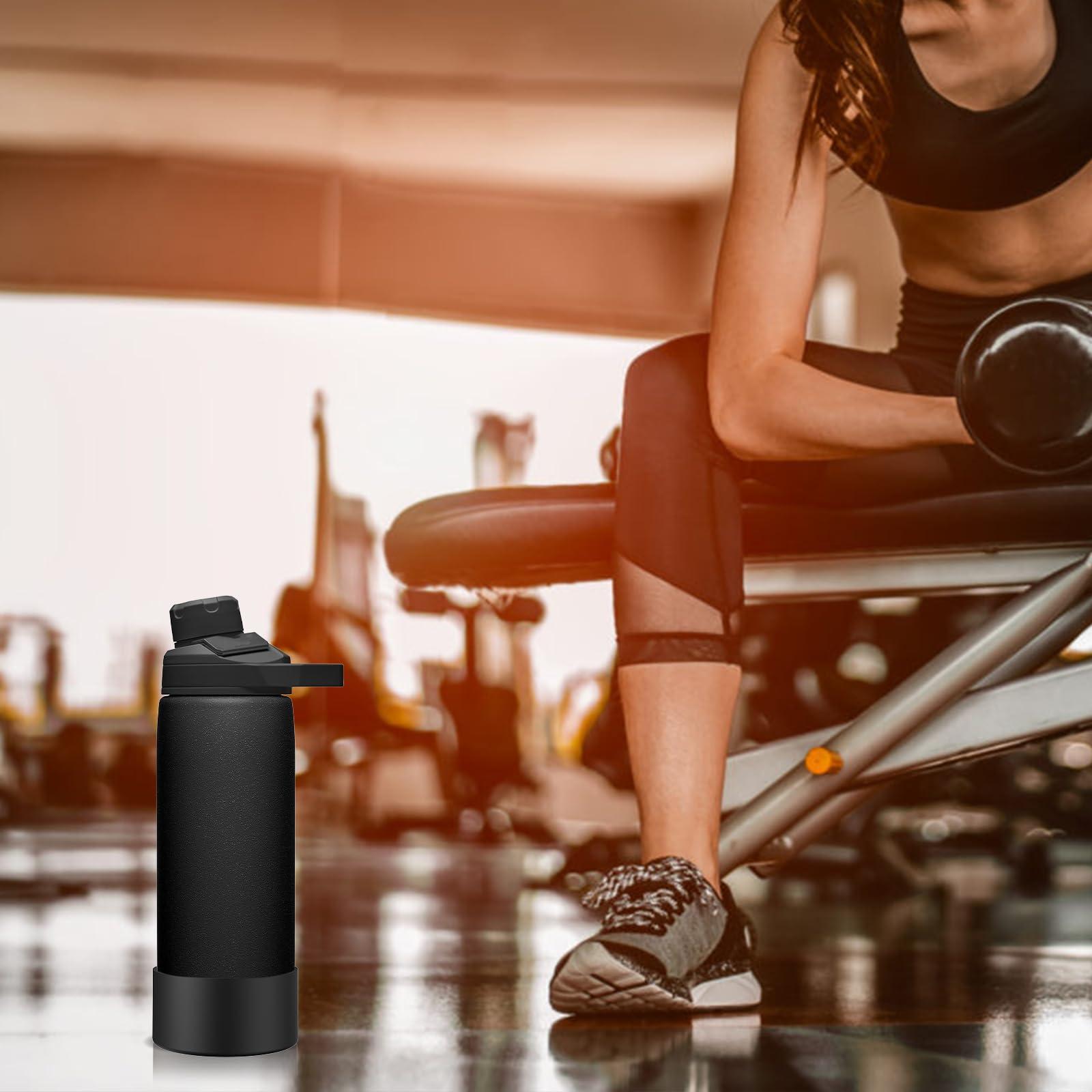 Linkidea Linkidea Water Bottle Boot Compatible with CamelBak Eddy+20oz/25oz, Chute Mag 20oz/25oz, Carry Cap, Silicone Anti-Slip Bottle Bottom Sleeve Cover Protector, Bottle Bumper (Black / 2 Pack)