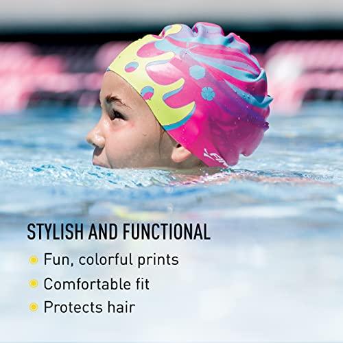 FINIS FINIS Mermaid Silicone Cap - Fun Kids Swim Cap with a Universal Fit - 100% Silicone Swim Cap with Rippled Edge for a Watertight Seal - Swimming Pool Accessories Crown