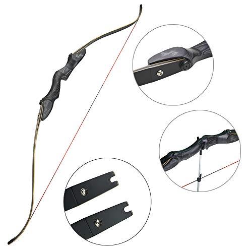 ZSHJG ZSHJGJR Archery 60 Inch Takedown Recurve Bow ILF Bow Riser 30lbs-60lbs Right Handed Traditional Bow Hunting Longbow Adult and Beginner Bow Target Practice Longbow (30lbs, Black Bow)