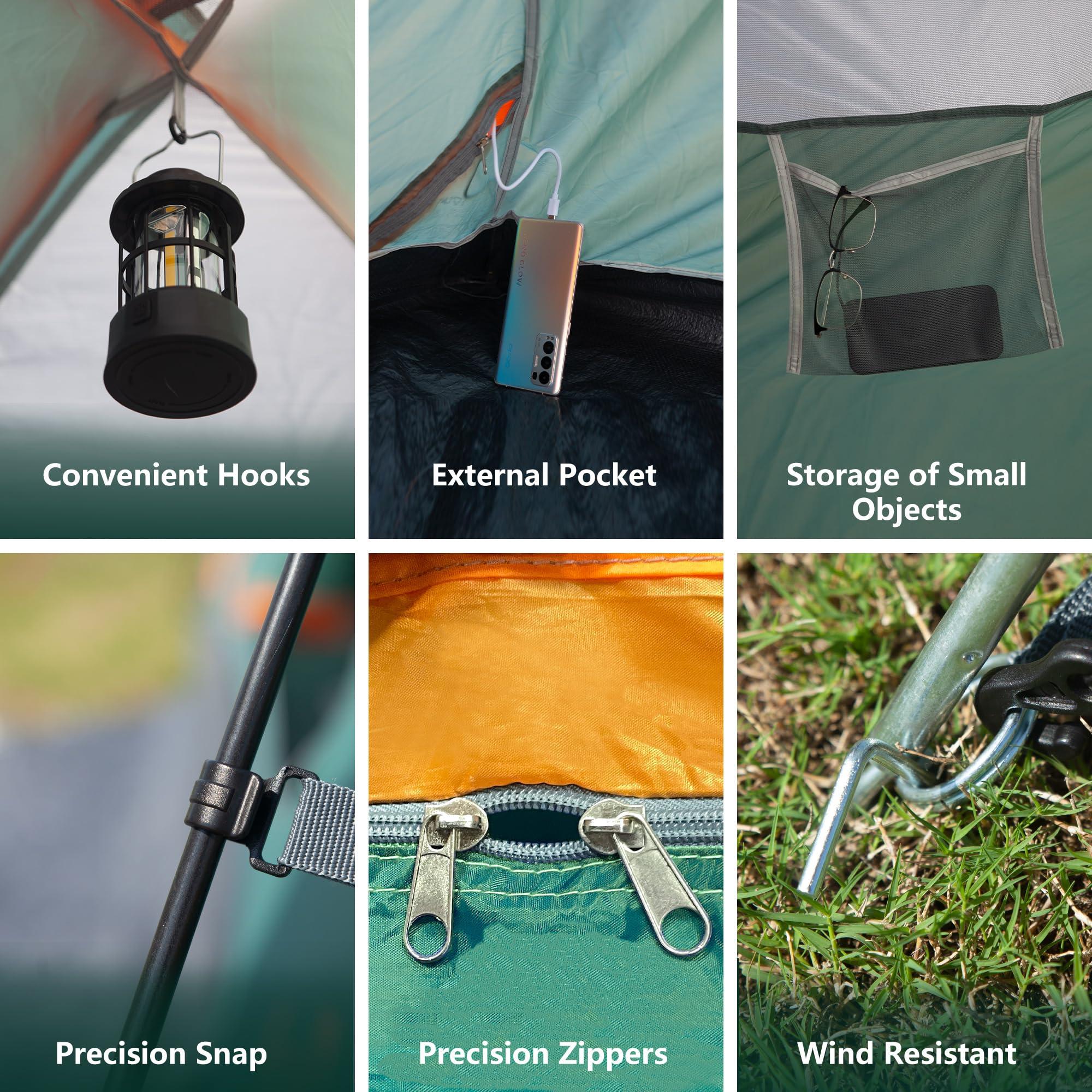 ASFANES ASFANES 4 Person Waterproof Tents for Camping Easy Setup Outdoor Portable Backyard Camping Tents Suitable for Car, Backpacking, Hiking, Picnic or Fishing, Army Green