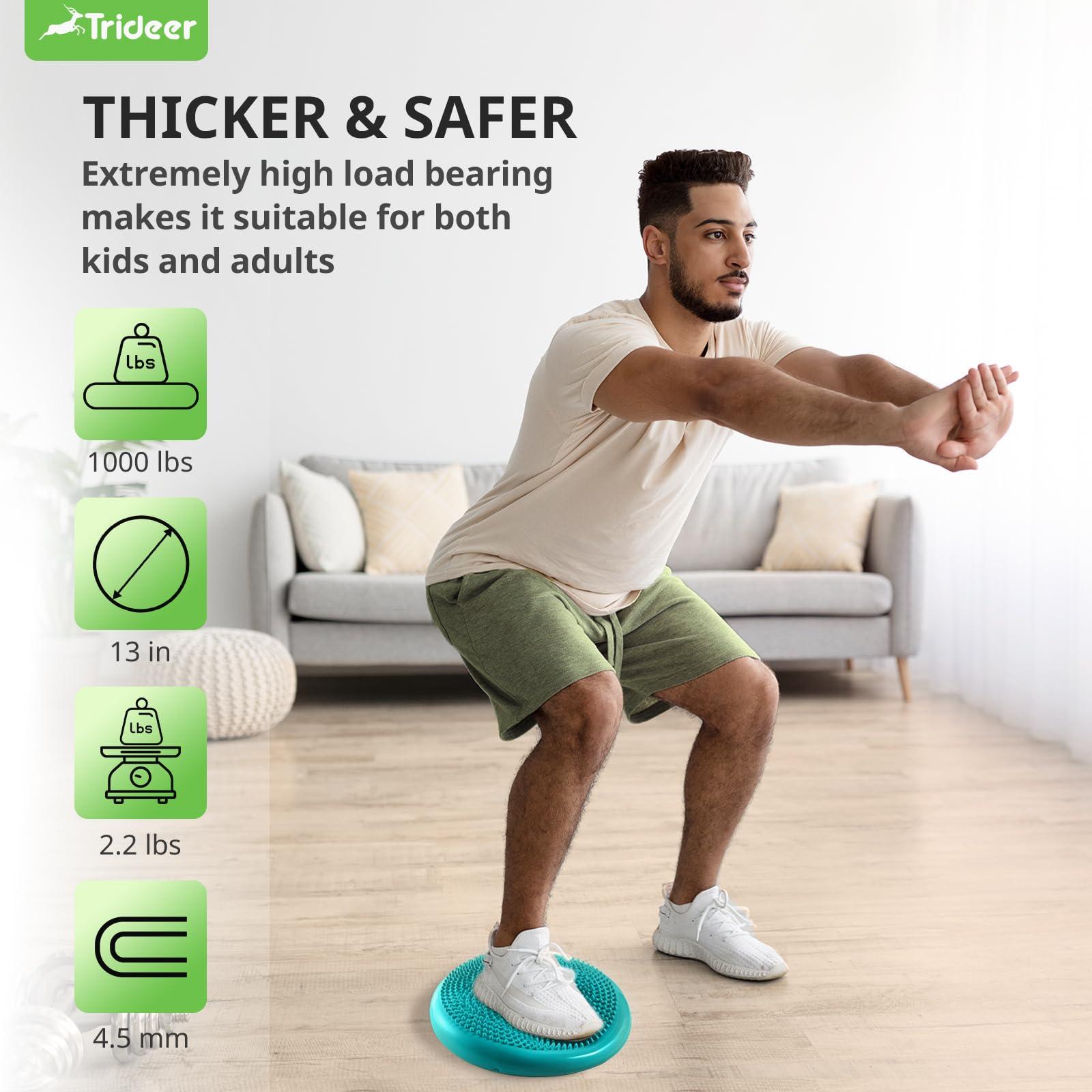 Trideer Trideer Inflated Wobble Cushion - Wiggle Seat for Sensory Kids(Multiple Colors), Balance Disc (Extra Thick), Flexible Seating for All Age (34CM Turquoise)