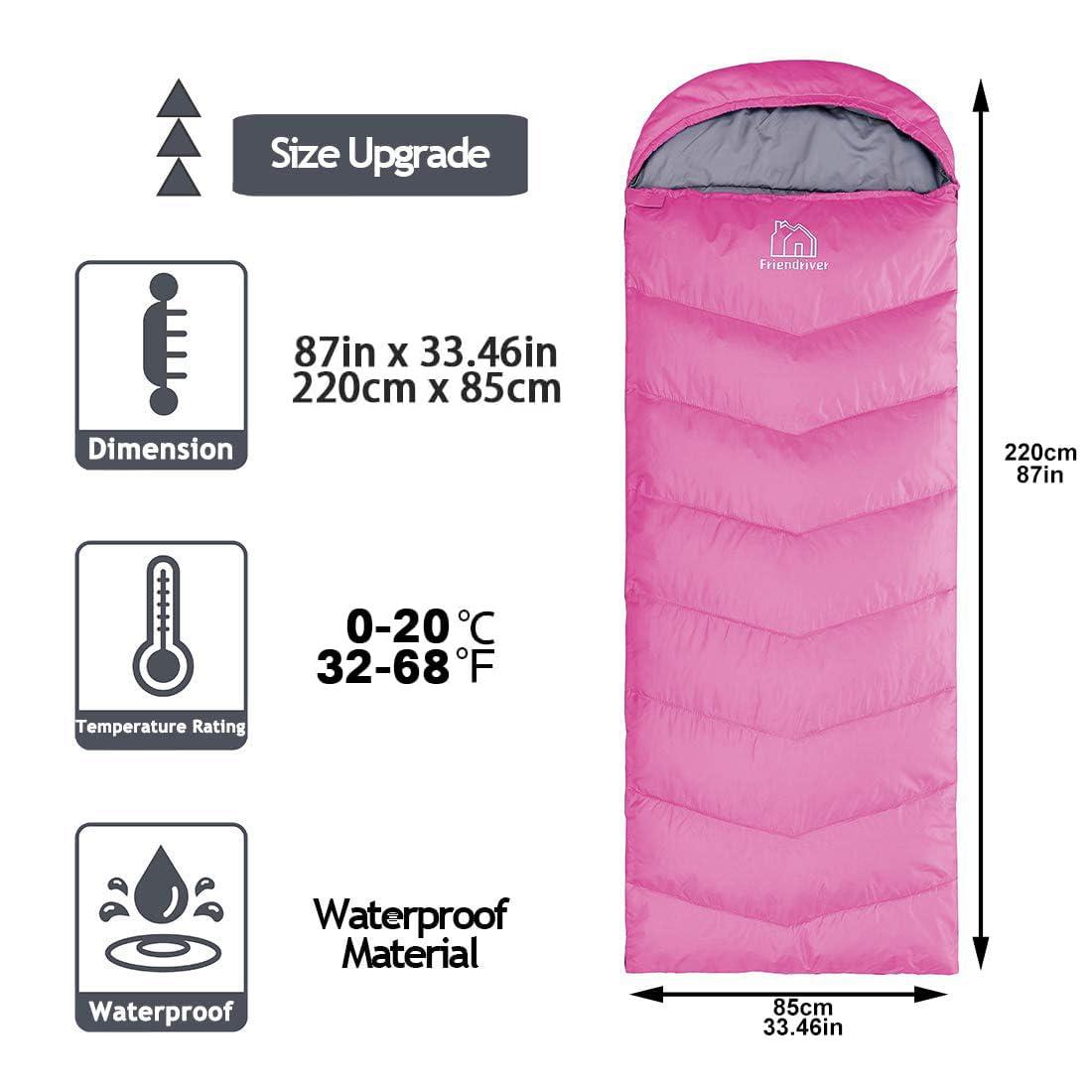 Friendriver Friendriver XL Size Upgraded Version of Camping Sleeping Bag 4 Seasons Warm and Cool, Lighter Weight, Adults and Children Can Use Waterproof Camping Bag, Travel and Outdoor Activities