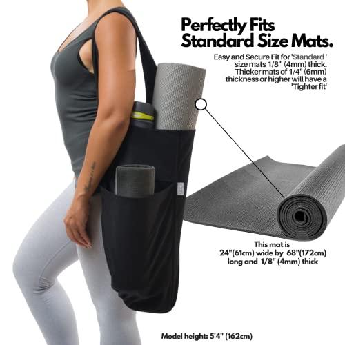 Yogiii Yogiii Yoga Mat Bag | The ORIGINAL YogiiiTote Yoga Bag | Sling Mat Tote w/Large Side Pocket & Zipper Pocket | Yoga Mat Carrier Fits Most Size Mats (Obsidian Black)