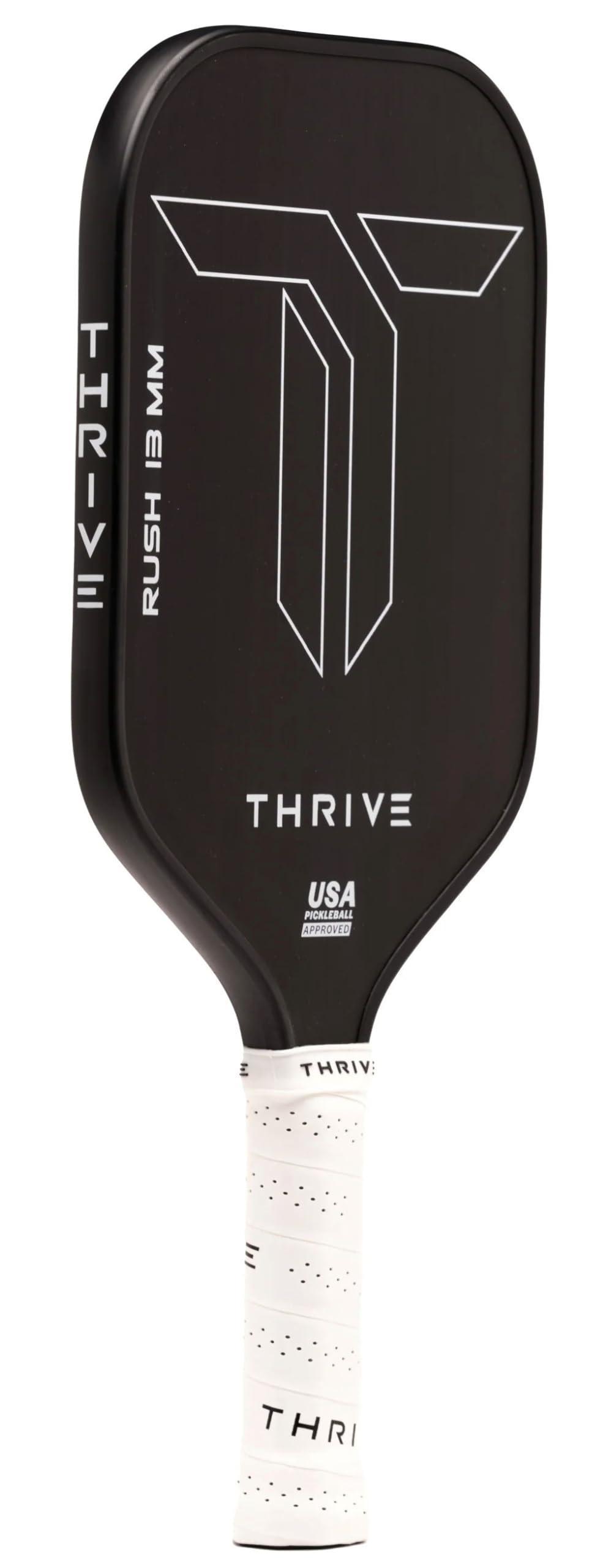 Thrive Thrive Rush 13mm Carbon Fiber Thermoformed Custom Weighted Pickleball Paddle Includes Custom Lead Weighting System & Paddle Cover (Black)(Heavy) (Swing Weight: Heavy 122-123)