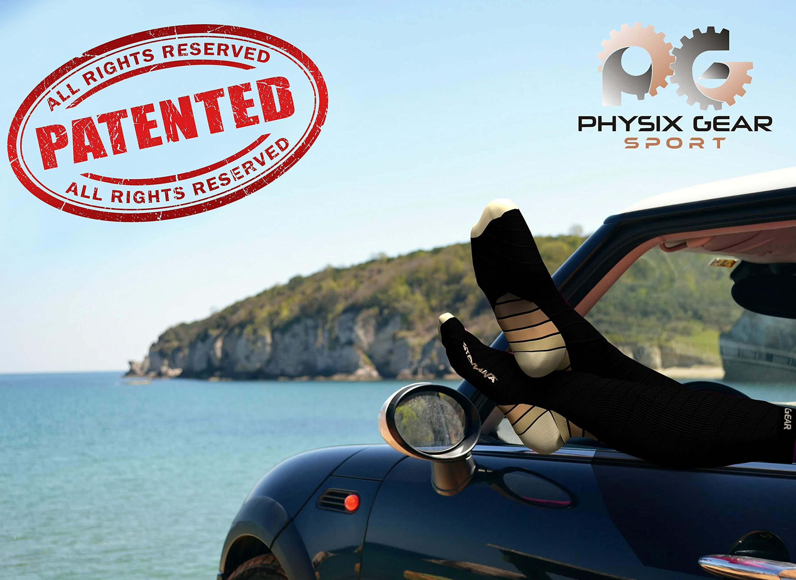 Physix Gear Sport Physix Gear Compression Socks - Best Men & Womens Compression Socks for Circulation, Running, Nurses, Athletic Use Sock Compression, Blood Pressure Socks, Calcetines de Compresion, Black/Beige, S/M