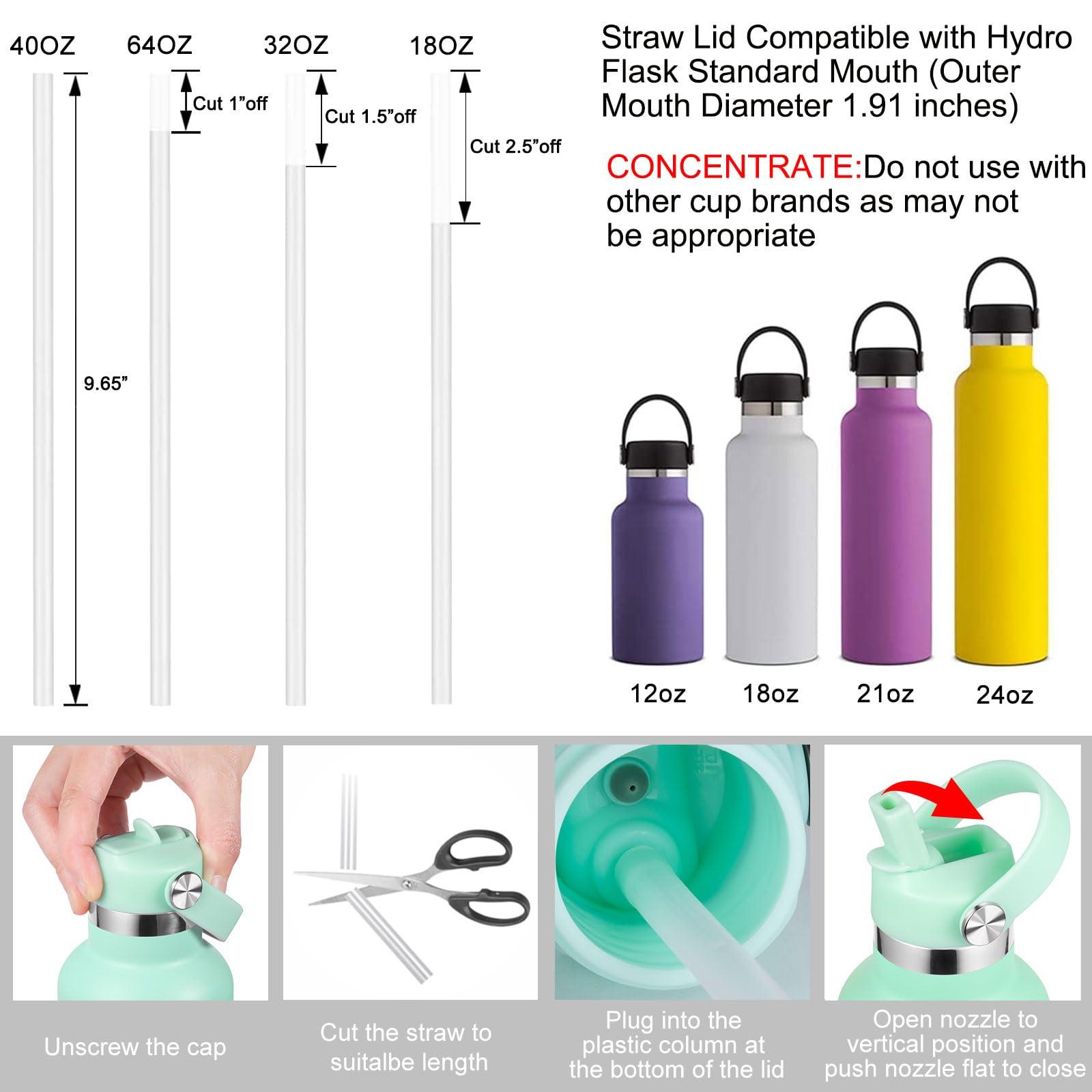 VGHNQ Straw Lid for Hydroflask, Lids with Straw for Hydro Flask 18 21 24 oz Standard Mouth, Replacement Sport Cap for HydroFlask Top Lid with Flexible Handle, Sport Water Bottle Cap Accessories, Dew