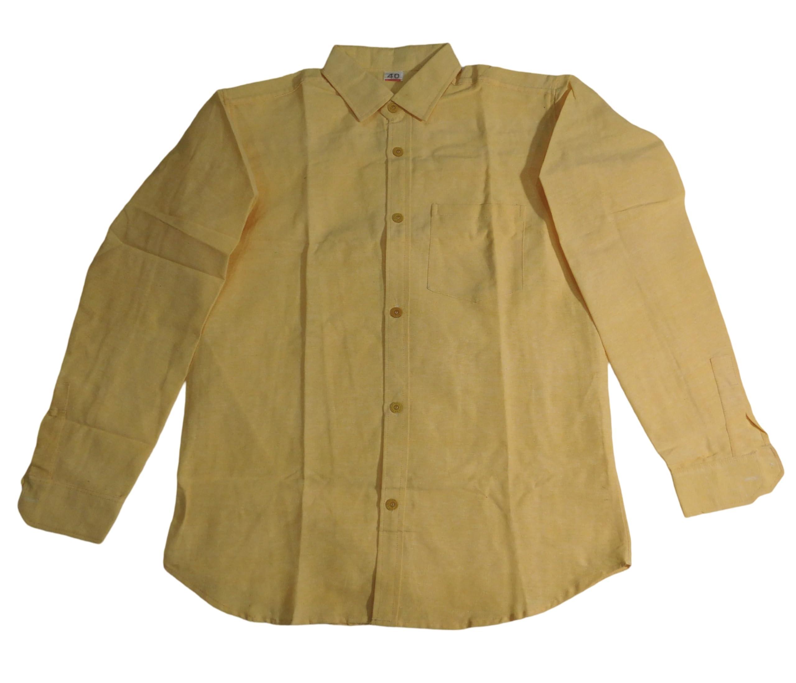 NineFit Basics NineFit Basics KHADI COTTON LONG SLEEVES SHIRTS for MEN (US, Alpha, Large, Regular, Regular, 7, YELLOW)