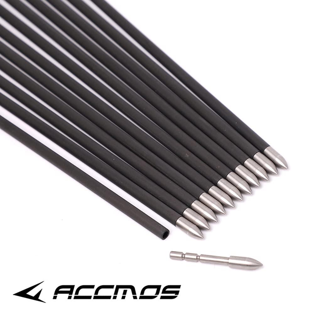 ACCMOS Spine 800 Arrow 32 Inch Arrow Target Practice Arrow Hunting Arrow Carbon Arrows Compound Bow Recurve Bow Adult Youth Archery Indoor Outdoor Shooting Bullet Tip 12pc