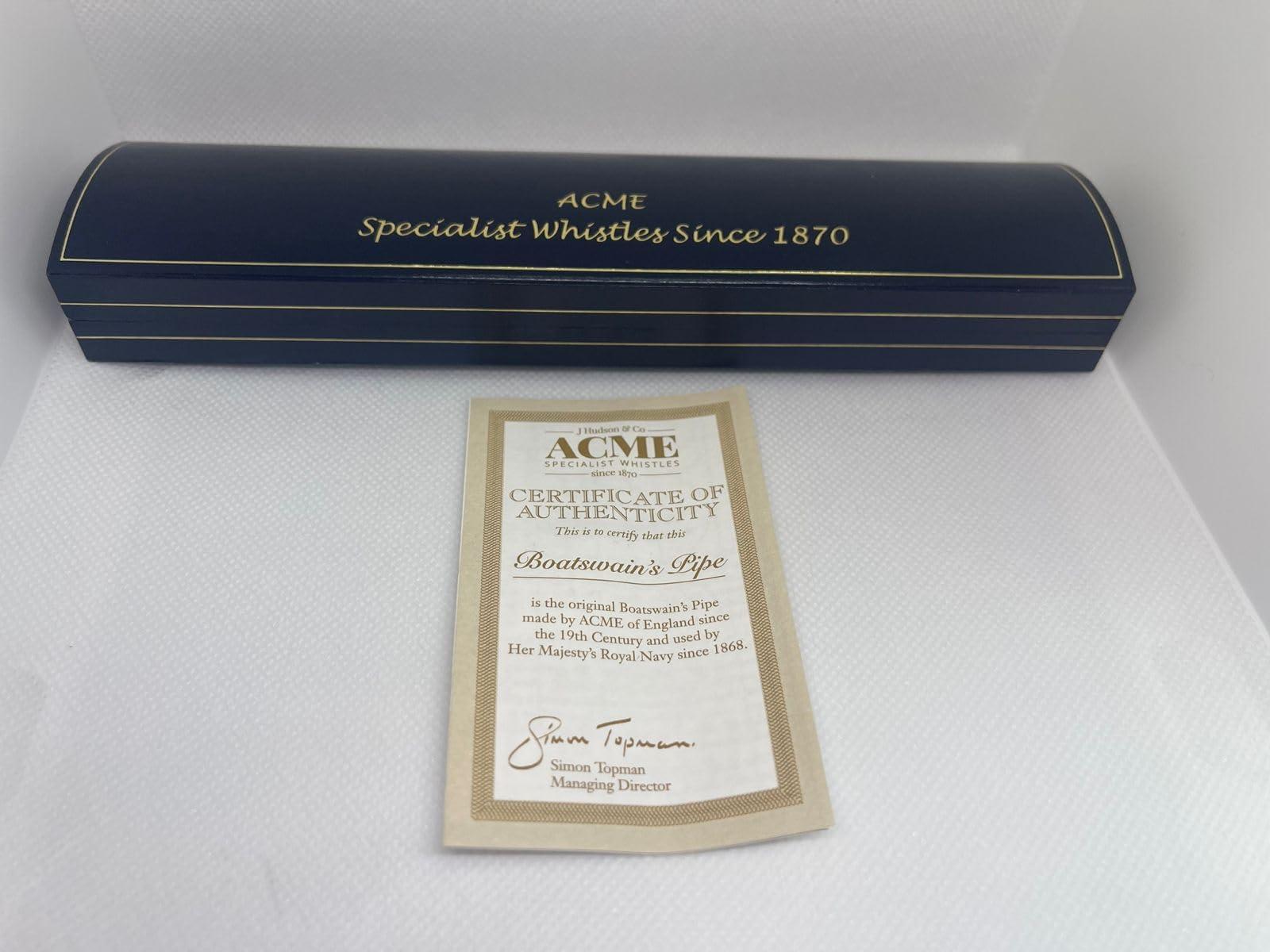 ACME Genuine ACME No12 British Admiralty pattern Boatswain (Bosun) pipe. Professional quality solid brass navy military whistle. Made in the UK. Includes full instructions. (Britannia Silver Plated)