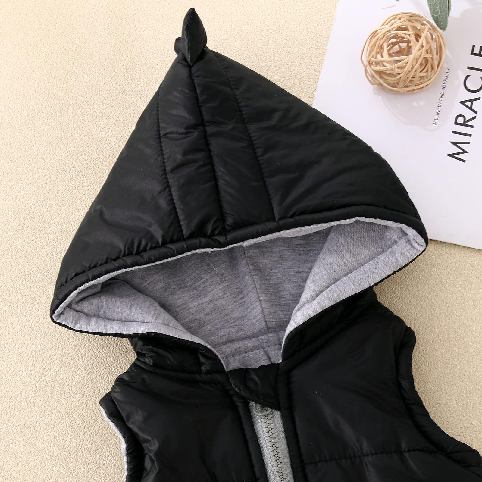 YDNGF YDNGF Toddler Baby Girl Hoodies Vest Outwear 3D Dinosaur Sleeveless Waistcoat Warm Jacket 6M-6Y (Black, 12-18 Months)