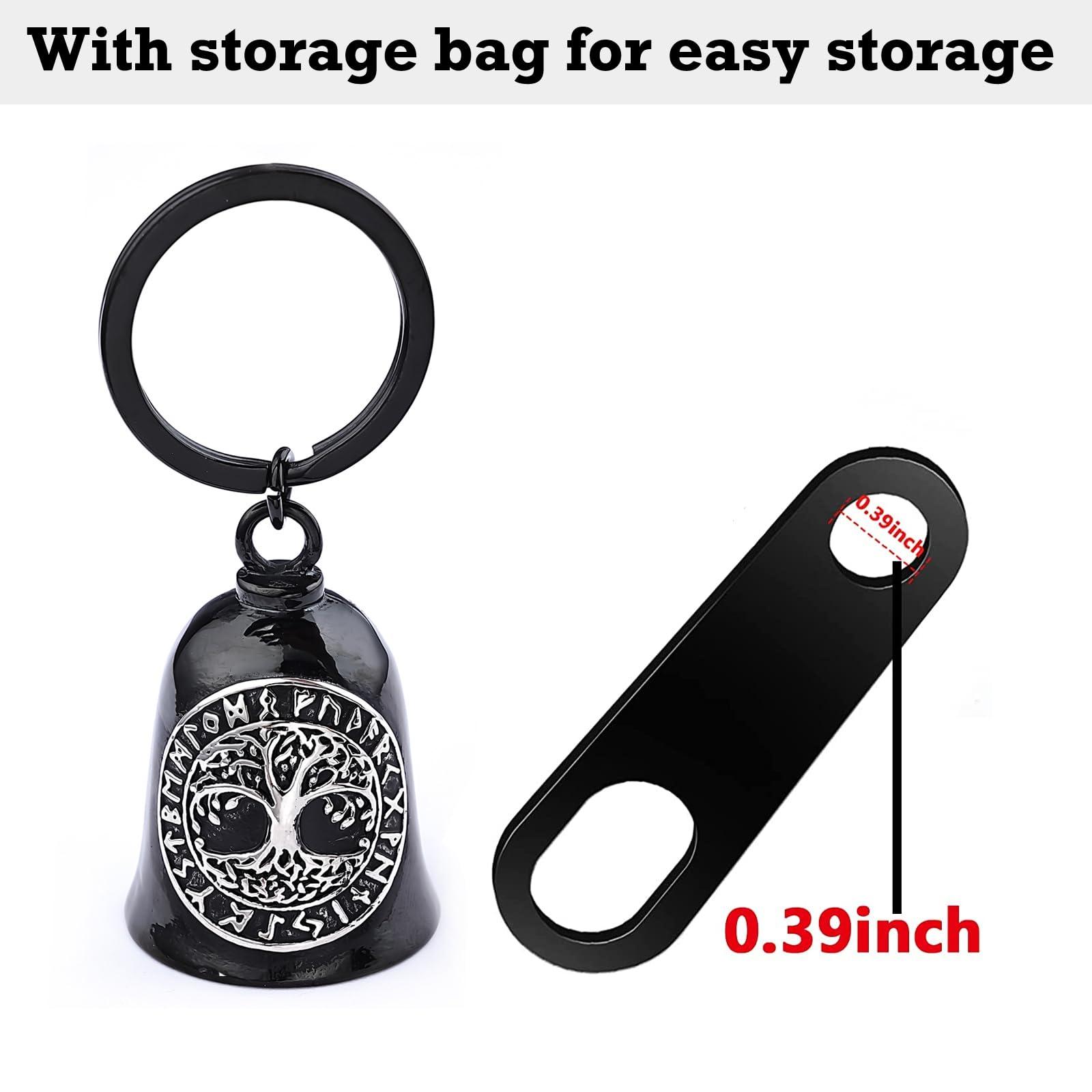 AilRabbit Motorcycle Viking Bell - Motorcycle Angel Bell for Men and Women, Motorcycle Accessories (Black Silver)