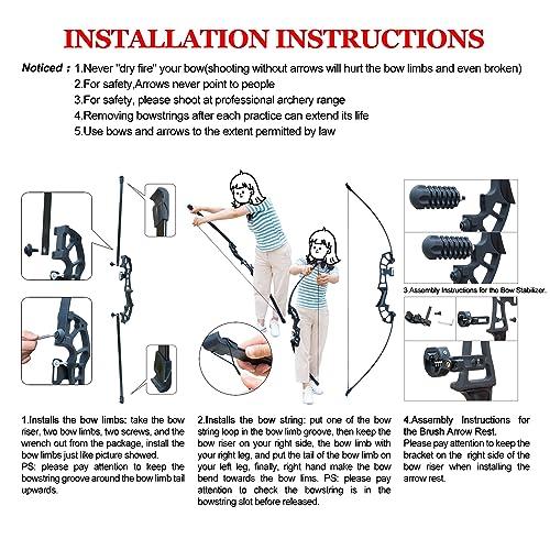 D&Q D&Q Archery 50\" Takedown Bow and Arrows Set for Adults 30lb 40lb Metal Riser Right Hand Longbow Kit for Beginner to Intermediate Hunting Target (30LB, Orange)