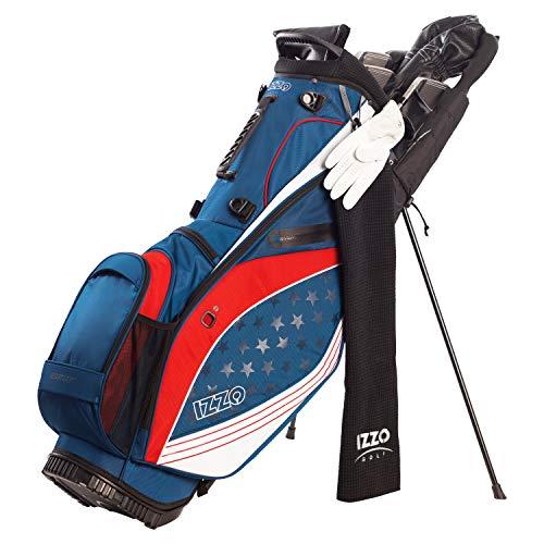 Izzo Izzo Golf Izzo Ultra-Lite Stand Golf Bag With Dual-Strap & Exclusive Features, Red/White/Blue