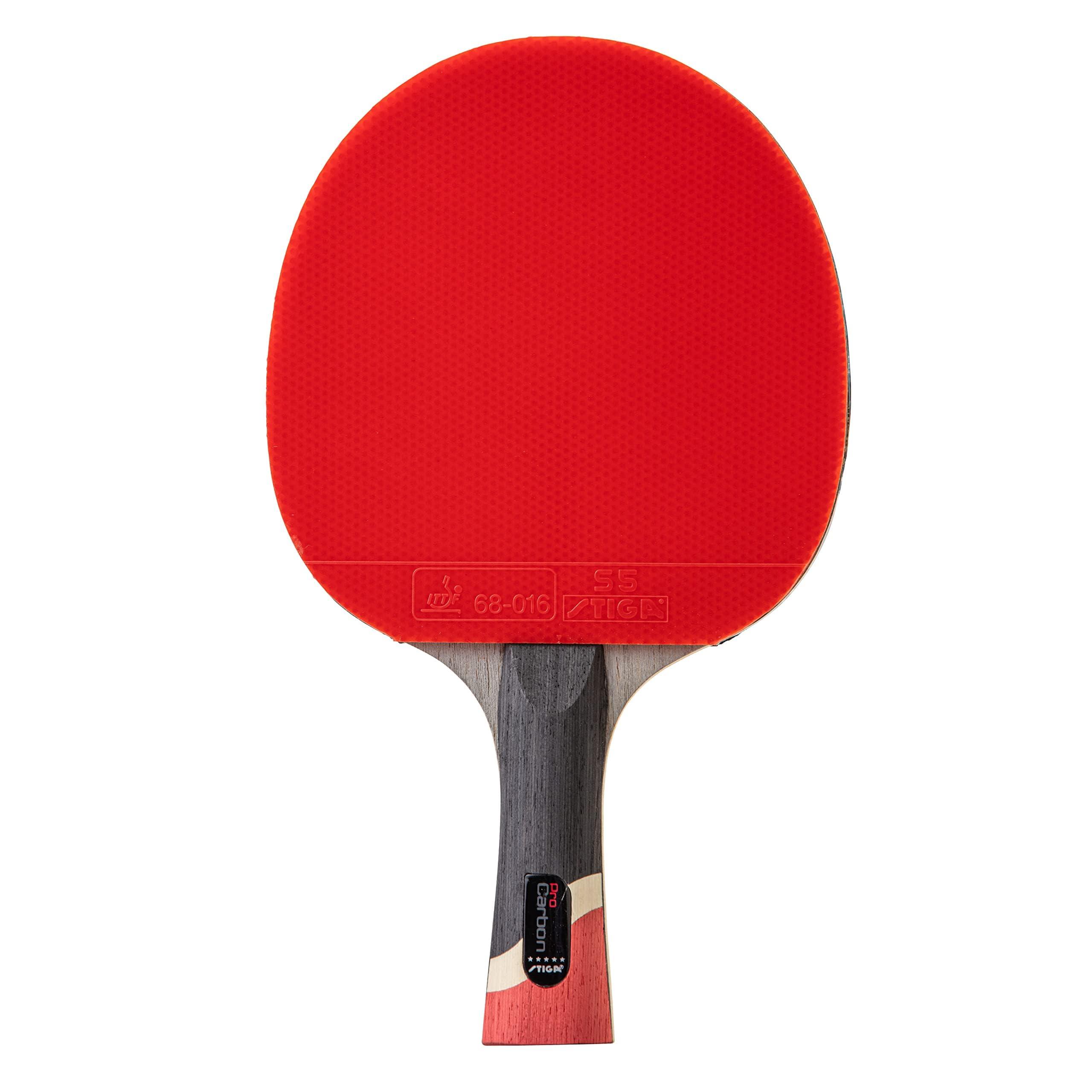 STIGA STIGA Pro Carbon Performance-Level Table Tennis Racket with Carbon Technology for Tournament Play - Red and Blue Colors