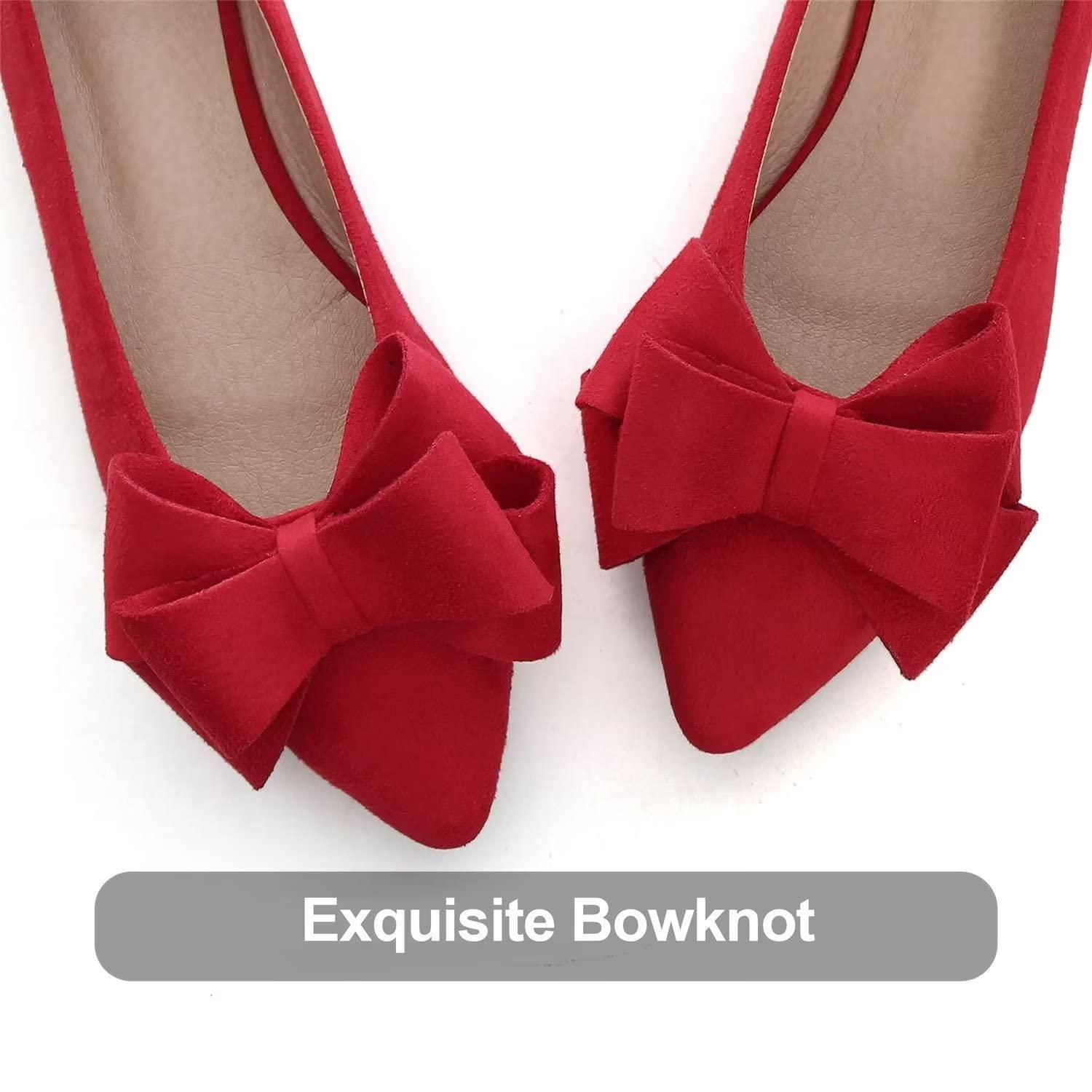 Hee grand Hee grand Cute Bow-Knot Pointed Toe Ballet Flats for Women Comfort Work Shoes Suede Dress Shoes Casual Slip on Loafers,Red 10.5