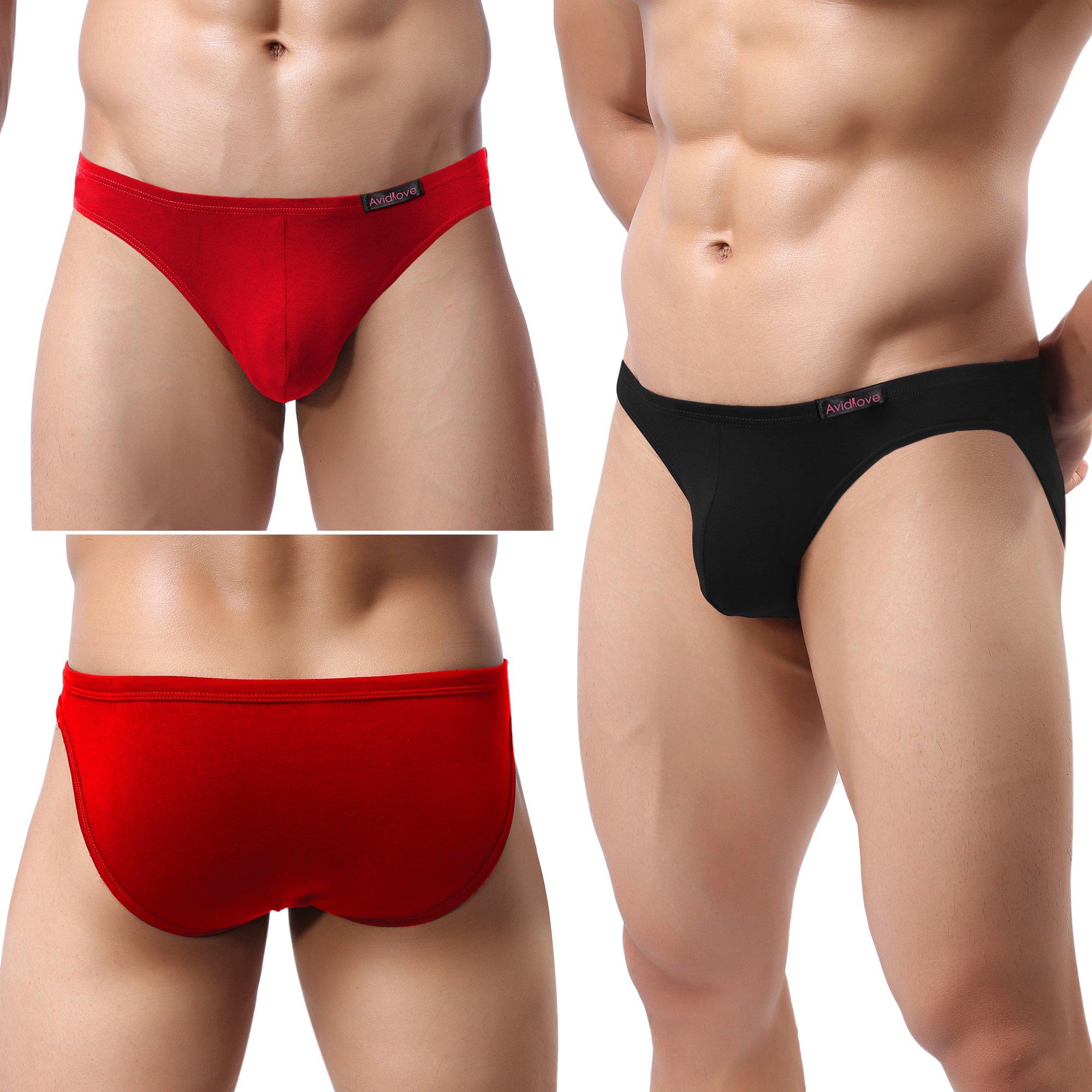 Avidlove Avidlove Men Underwear Micromodal Bikinis 4 Pack Briefs M Black + Red