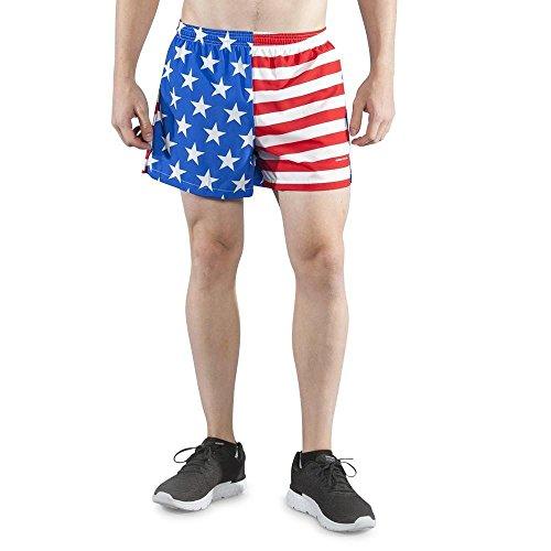 B.O.A B.O.A Boa Mens Stretch 3.75\" V-Notch Running Short US Flag (1102SWP) SIZE SM