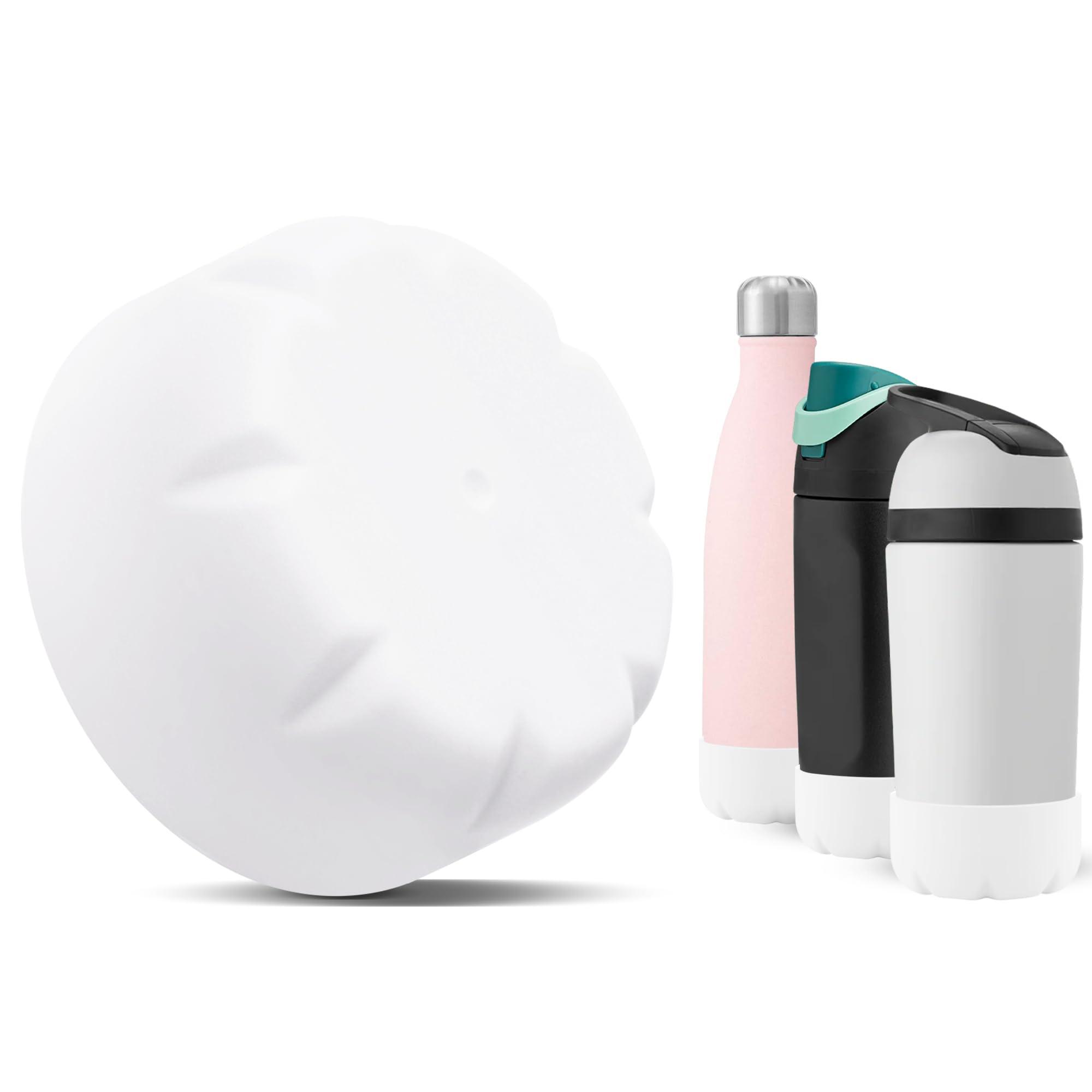 VIKIZUES VIKIZUES Silicone Boot Compatible with Owala Kids Water Bottle 14/16 oz & S'well 17oz Water Bottle and More 12/17 oz Stainless Steel Water Bottles, Anti-Slip Bottom Protector Sleeve (White)