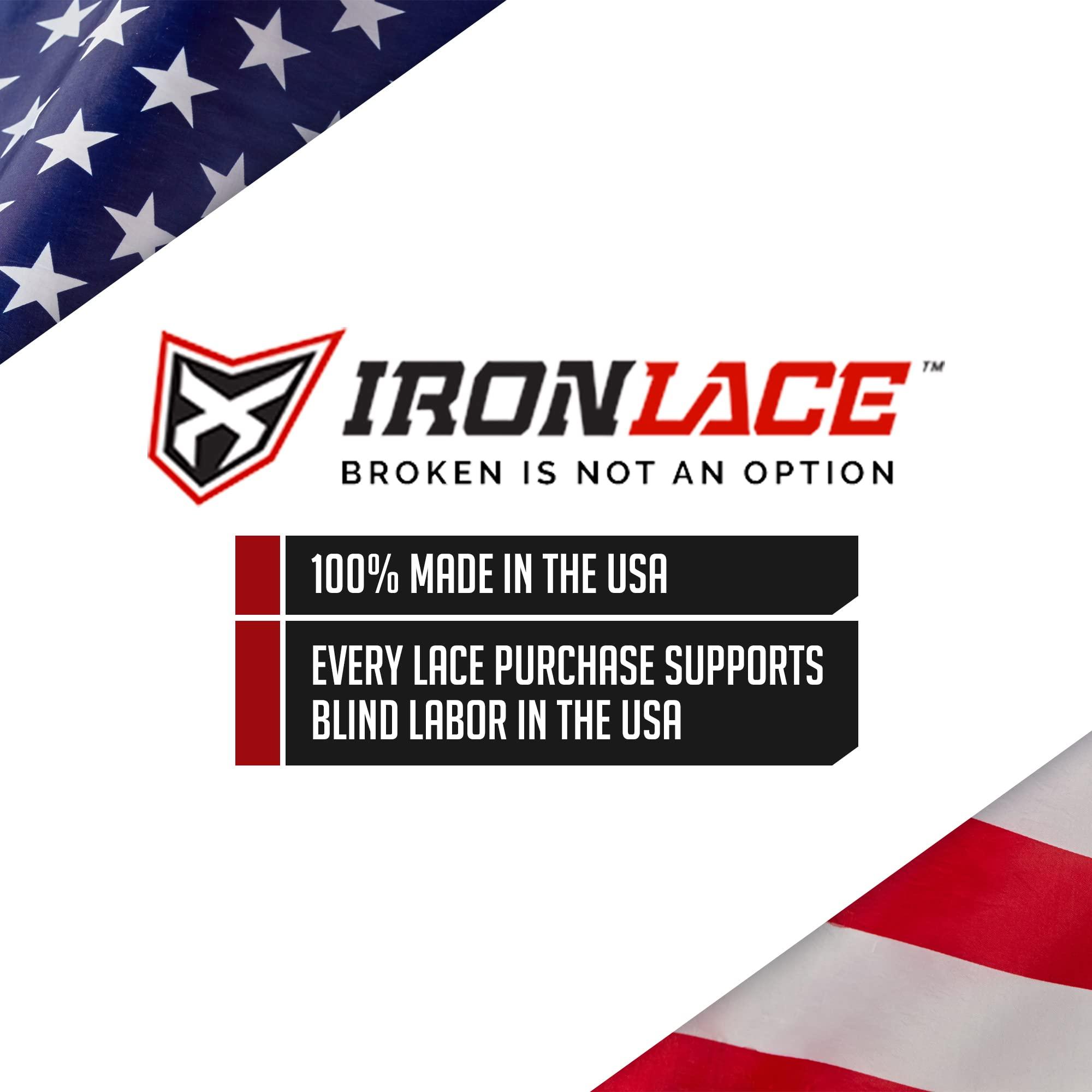 IRONLACE IRONLACE - Paracord 550 Laces Type III, Heavy-Duty, Universal Boot & Shoe Laces, Stretchable Nylon, 550-Pound Breaking Strength, Foliage Green, 9/64 Inch (3.5mm) Tip Diameter, 63-Inch, 1-Pair