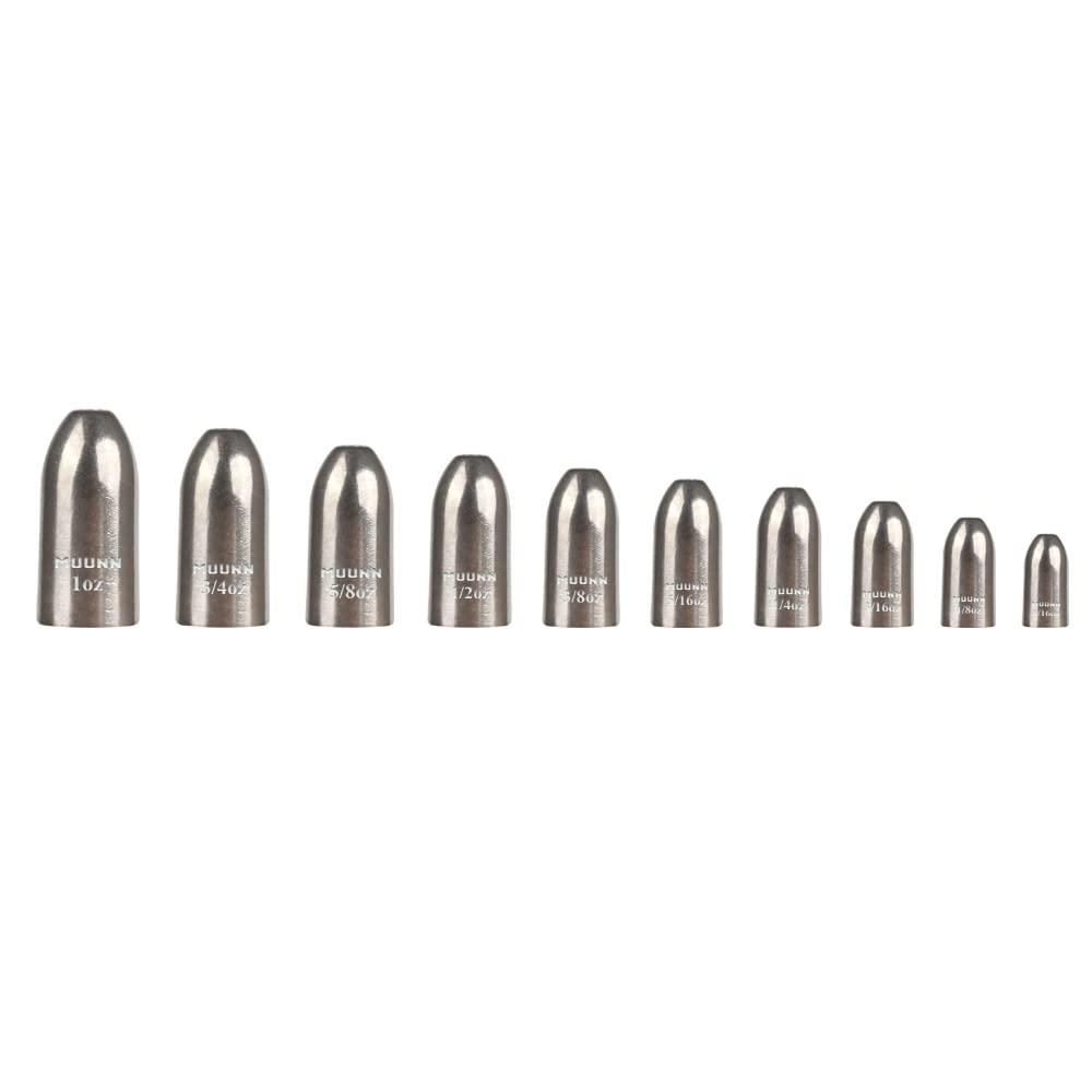 MUUNN MUUNN 6 Pack Tungsten Worm Weights Fishing Sinkers, Tungsten Fishing Weights, Bullets Fishing Weights Bundle kit for Texas Rig and Carolina Rig(Plain,3/4oz