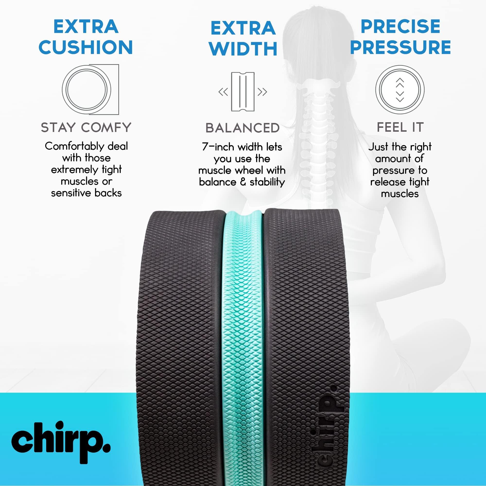 Chirp Chirp Wheel XL - Super Comfort Back Massage Foam Roller - Wider Back Stretcher, Plush Cushion, Enhanced Stability, Spinal Protection, Trigger Point Pressure, Back Cracking Device, Holds Up to 500 lbs