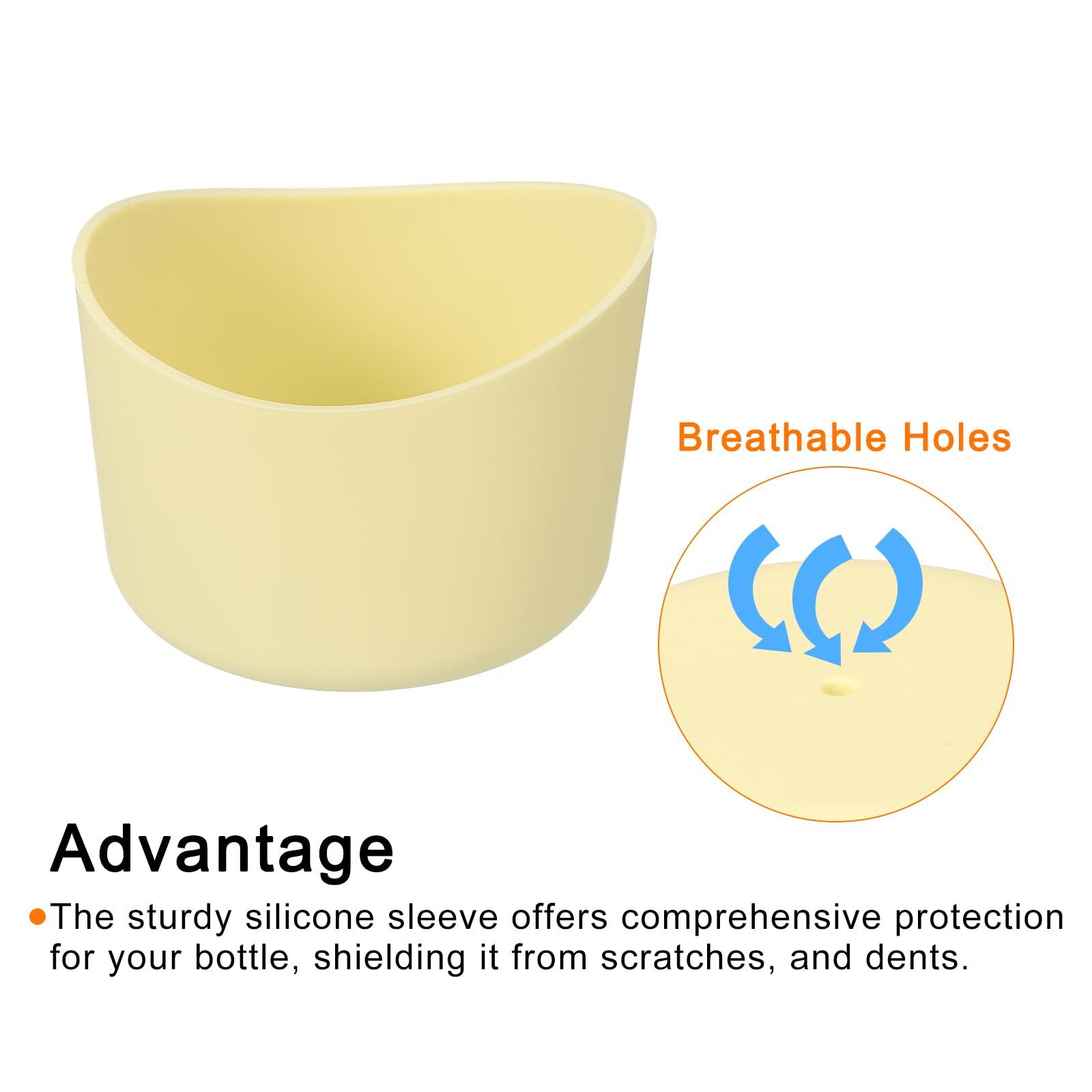uxcell uxcell 2pcs 6cm Protective Silicone Boot Sleeve for 12-24 oz, Water Bottle Bottom Silicone Anti-Slip Sleeve Cover, Irregular Shape Cup Accessories, Light Yellow