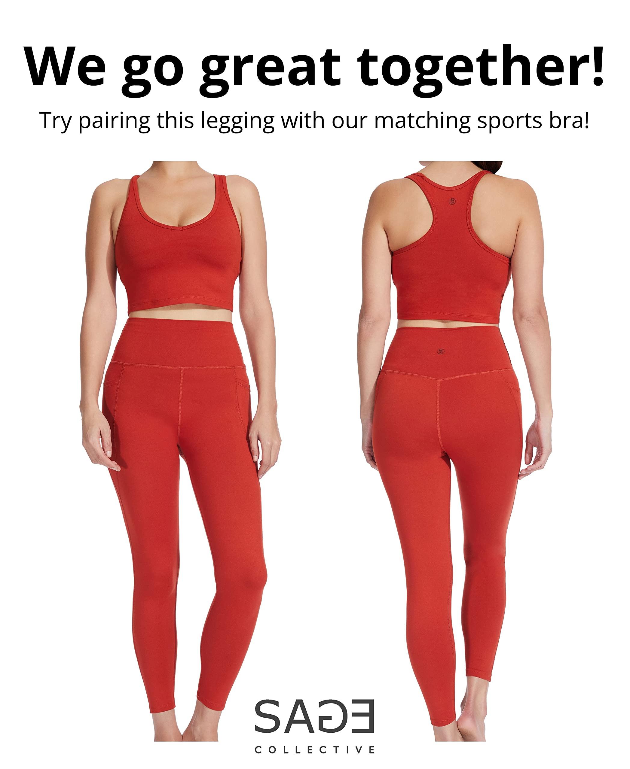 Sage Collective Sage Women's Leggings- High Waisted, Tummy Control, Yoga, Pilates, Running, Workouts, Cycling, Casual Wear, Tetra, Medium