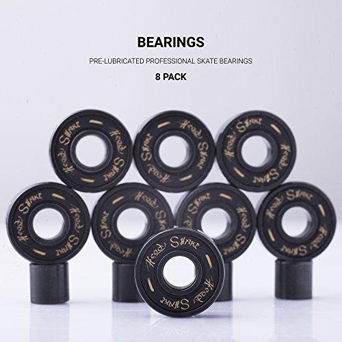 Heady Shake Heady Shake Pro Skateboard Bearings - Fastest Premium 608rs Titanium - Longboard, Skate Board, Kick Scooter, Inline and Roller Skates, 8-Pack
