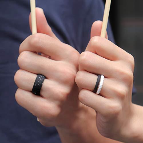 Forthee Forthee 10 Pack Silicone Wedding Ring for Women, Thin and Braided Rubber Band, Fashion, Colorful, Comfortable fit, Skin Safe,Size 8