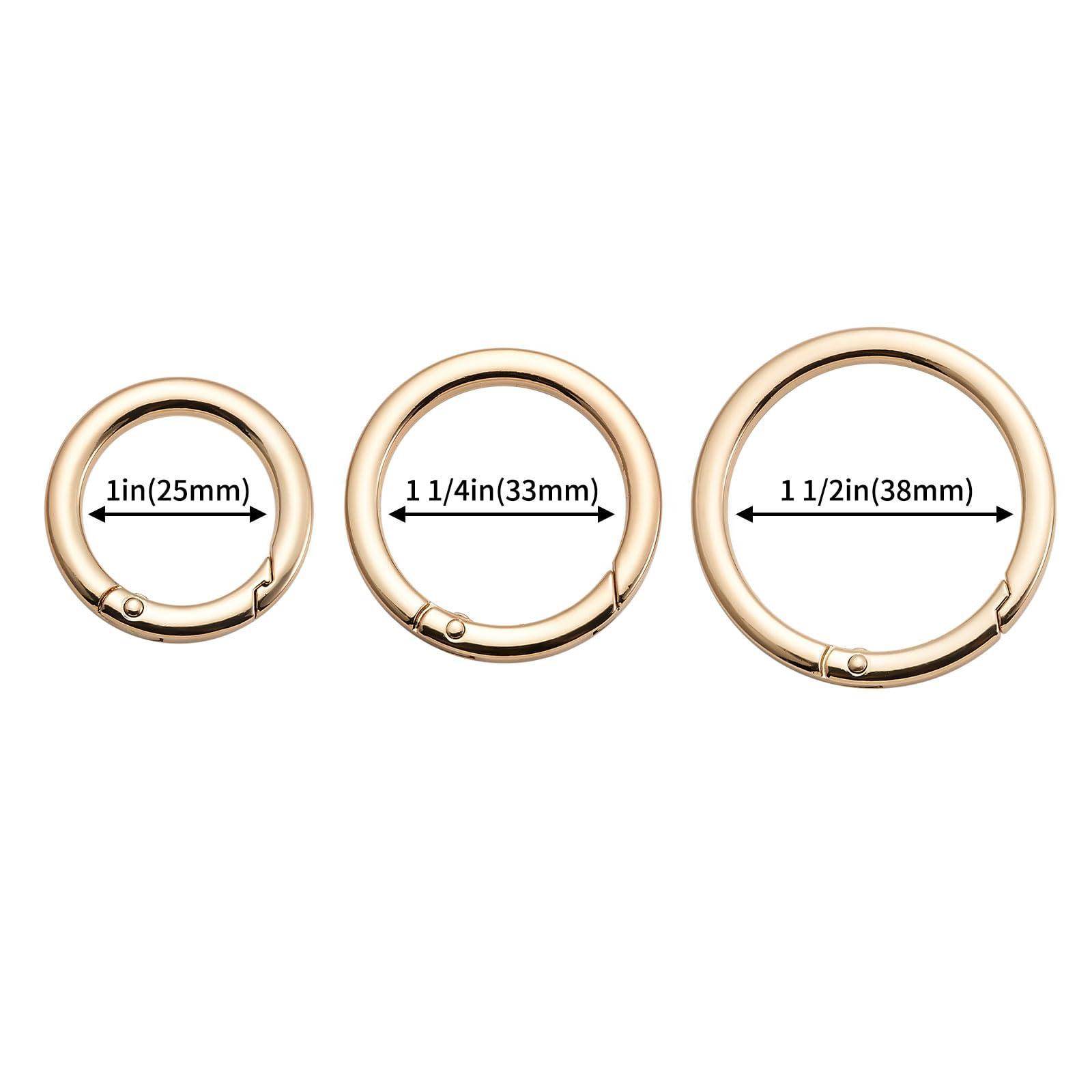 DEVPSISR DEVPSISR 4pcs Flat Trigger Spring O Rings,Metal Keychain Ring Round Carabiner Clips for Keyrings Buckle, Bags,Purses,Purses (Gold,1 inch)