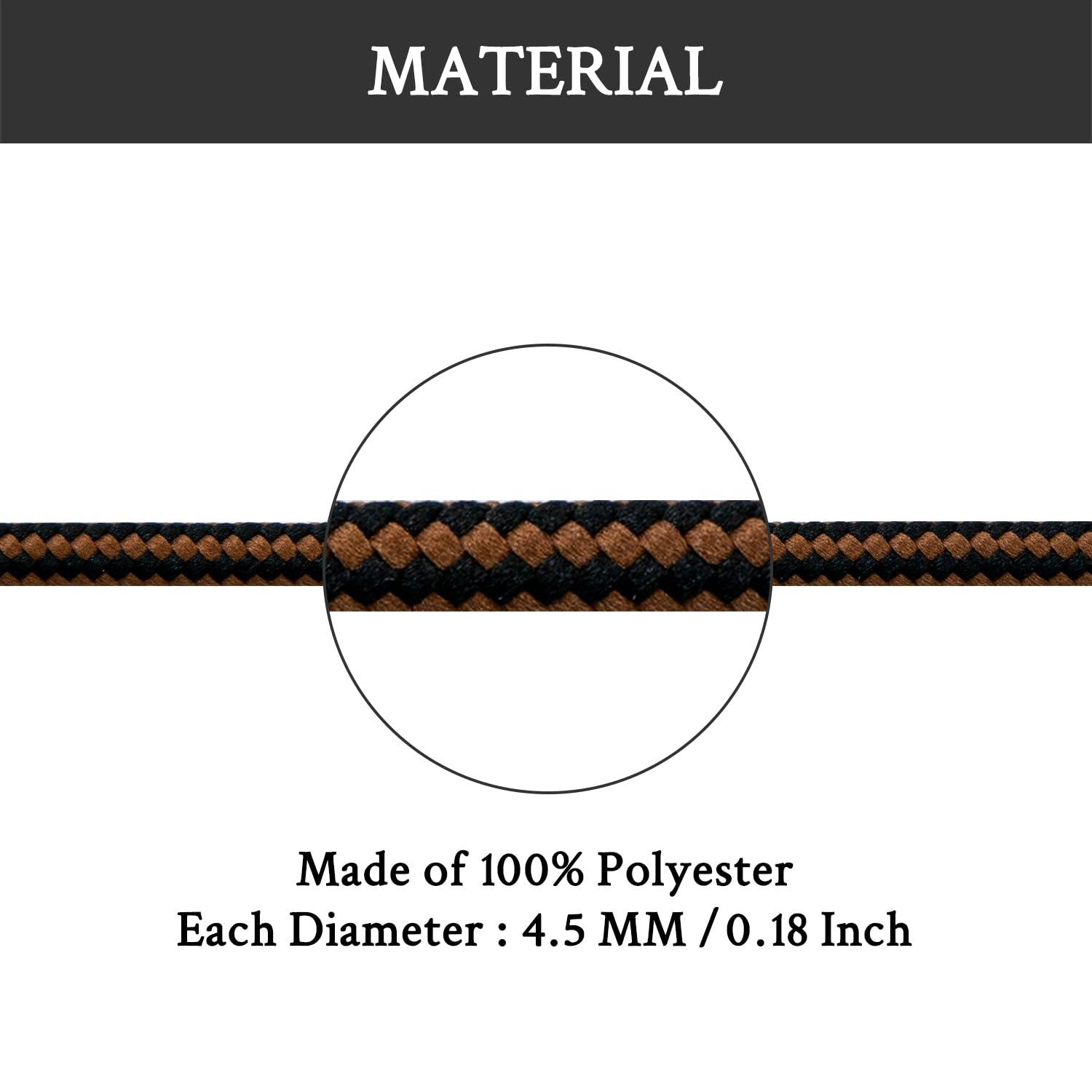 Endoto Endoto Shoelaces for Danner Boots Round Replacement Shoe Laces Work Hiking Hunting Shoes Strings(Color:Black&Brown,Size:48Inch)