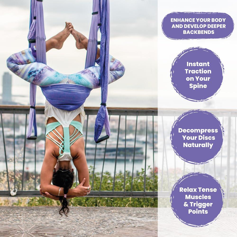 YOGABODY Yoga Trapeze Swing Set for Home & Outdoor | Easy Setup for Strength, Balance & Back Pain Relief | Adjustable Straps & 600lb Capacity, Includes Carrying Bag & Online Tutorials, Purple