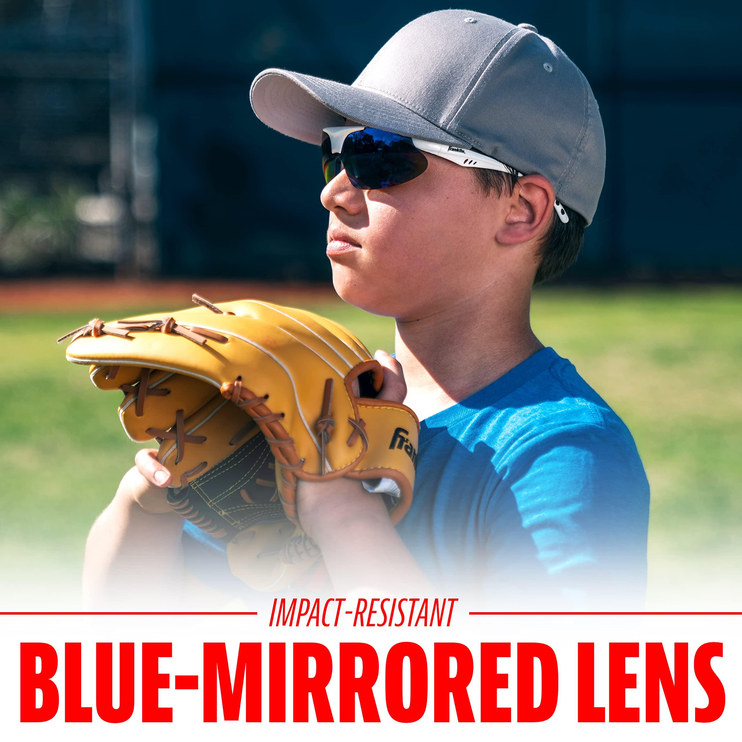 Franklin Sports Franklin Sports Oval MLB WHT DLX FLIP-UP Sunglasses, White, 147mm