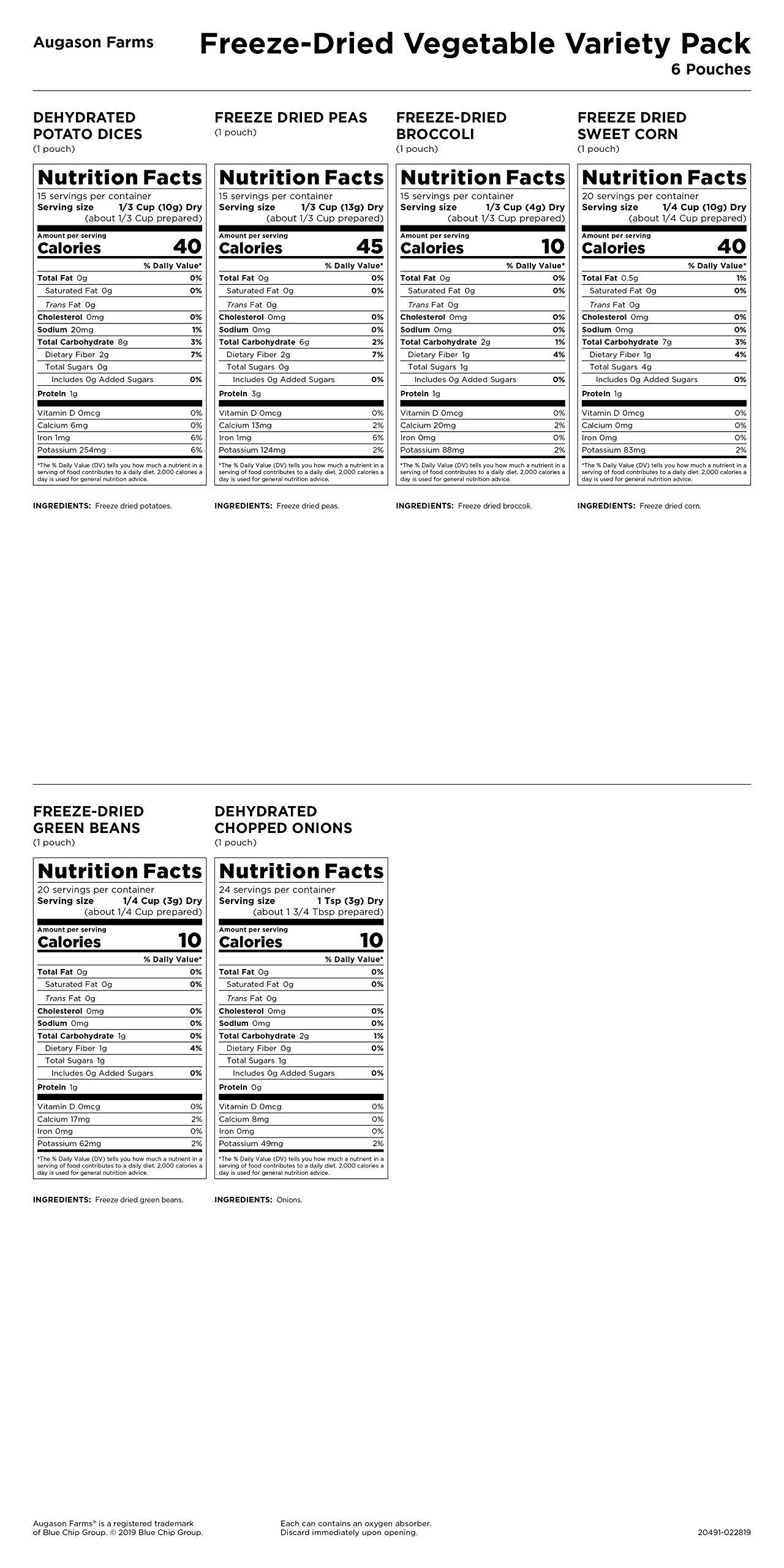 Augason Farms Augason Farms Freeze Dried Vegetable Variety Pail, Emergency Food Supply, Everyday Meals, 109 Servings