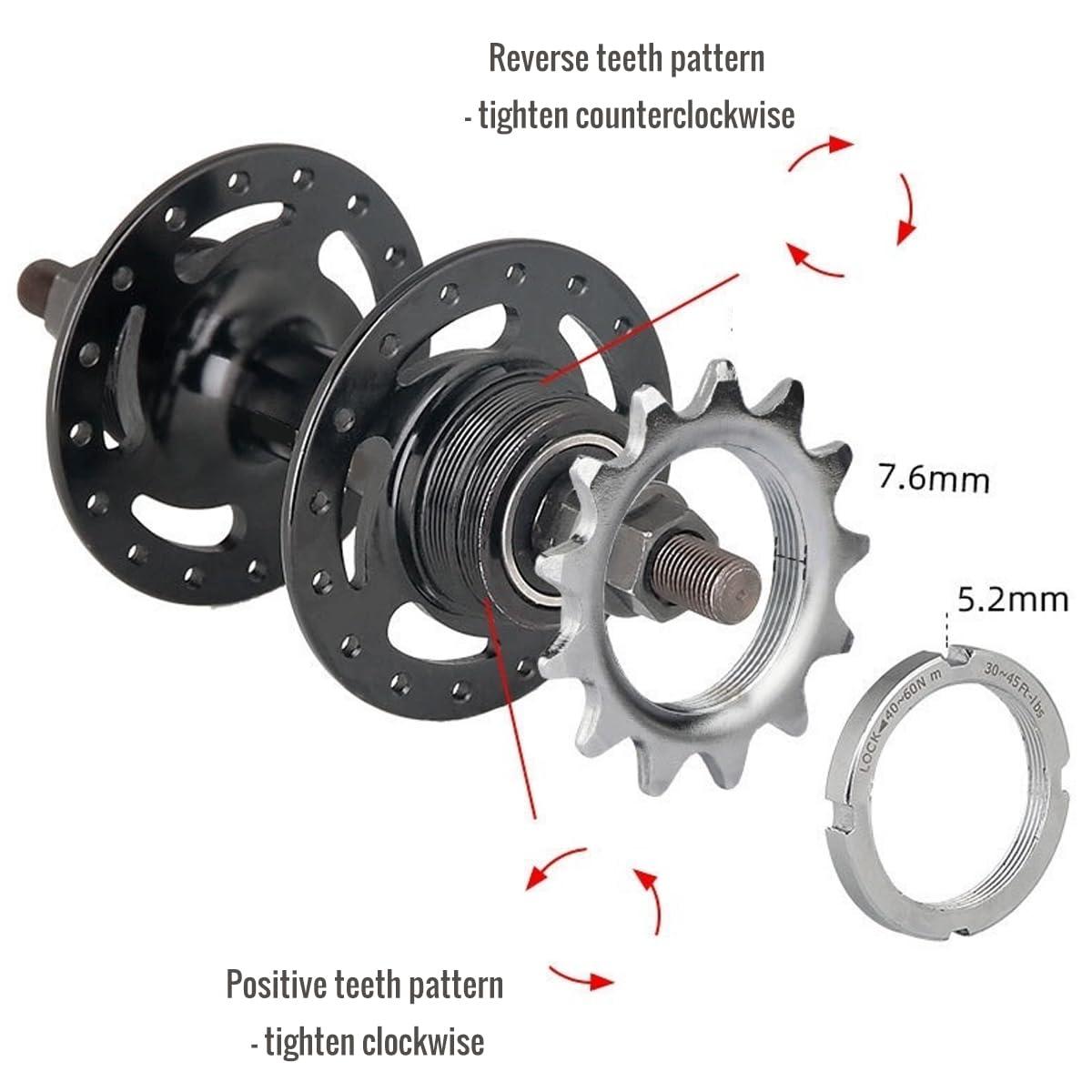 catazer catazer 13T/14T/15T/16T/17T/18T Fixed Gear One Speed Bicycle Freewheel Cogs Sprocket & Lockring for Fixie Track Bike Hub (14T Set)