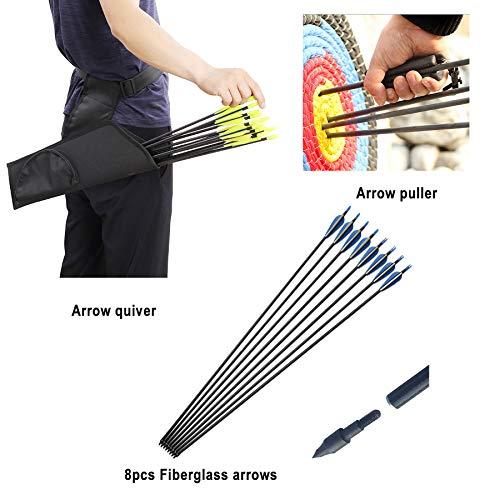 OEELINE OEELINE Airobow Recurve Bow and Arrow Set,Takedown Archery Bow 62 inch Hunting Bow Right Hand Draw Weights in 25-55 lbs,35lbs