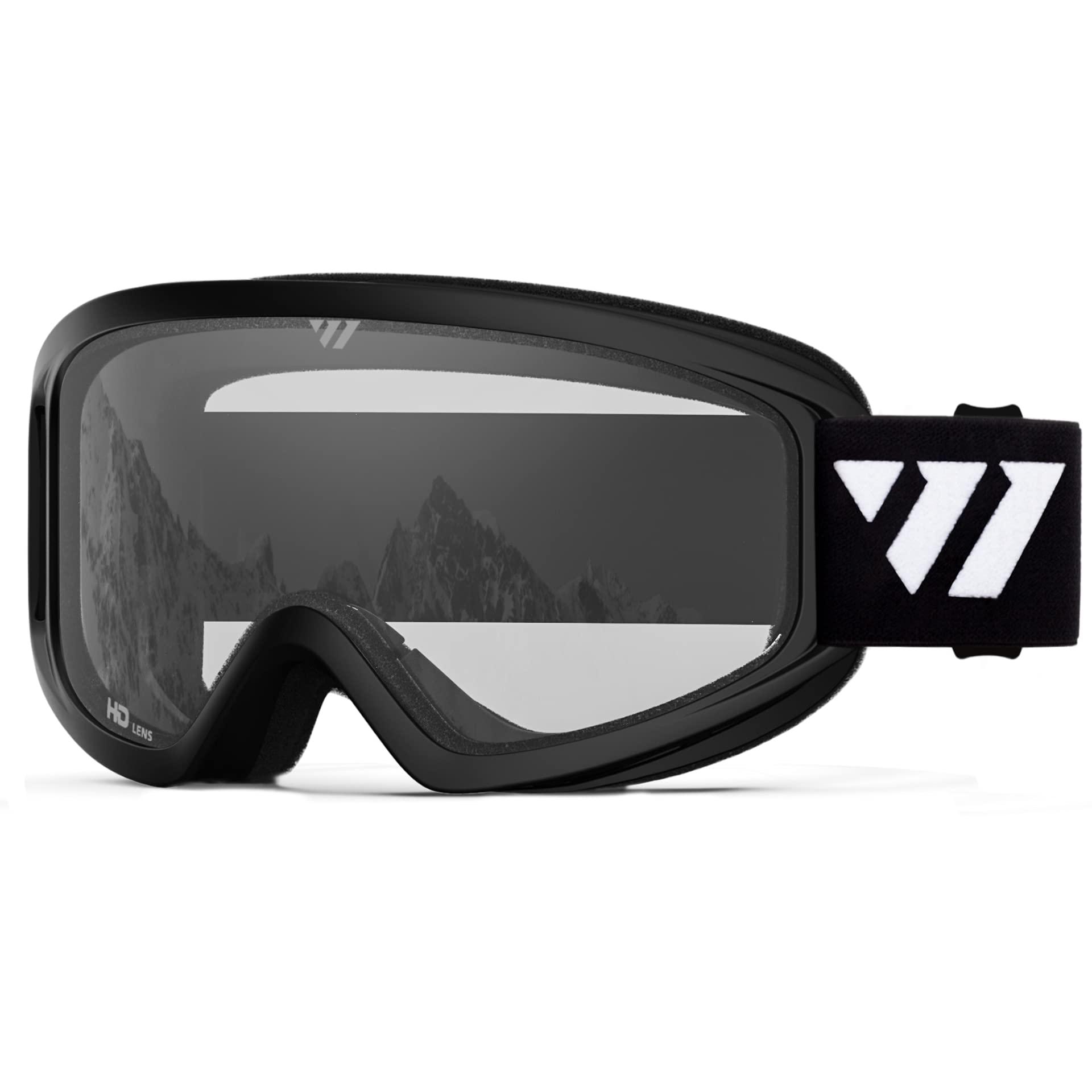 WISTON WISTON Ski Goggles - OTG Snow/Snowboard Goggles for Men, Women & Youth - 100% UV Protection (Black Frame/Clear Lens)