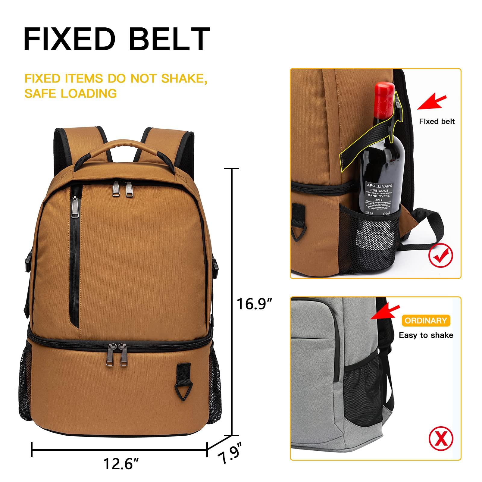TUGUAN TUGUAN Insulated Cooler Backpack 38/42 Cans Double Deck Leakproof Lightweight Soft Lunch Backpack Small Cooler Bag Beach Picnic, Brown